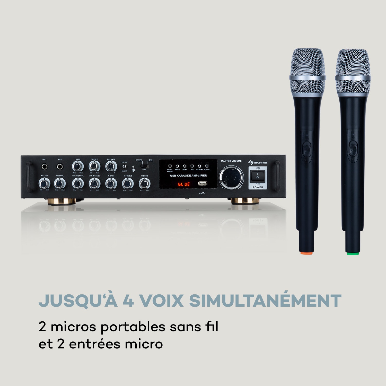 Karaoke Star 4 Kit karaoké, 2 x 80 W max., BT, port USB, 2 x micros sans fil Karaoke Star 4: 2 x 80 W / 2 micros sans fil | Noir