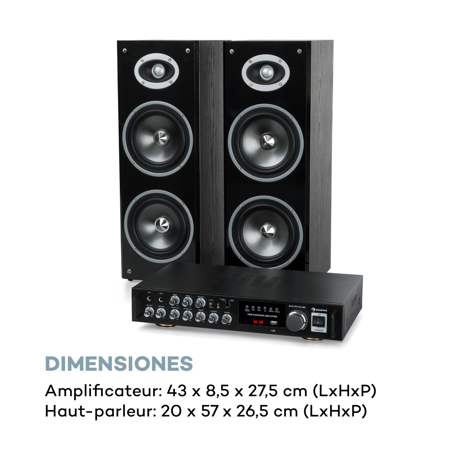 Karaoke Star 4 Kit karaoké, 2 x 80 W max., BT, port USB, 2 x micros sans fil Karaoke Star 4: 2 x 80 W / 2 micros sans fil | Noir