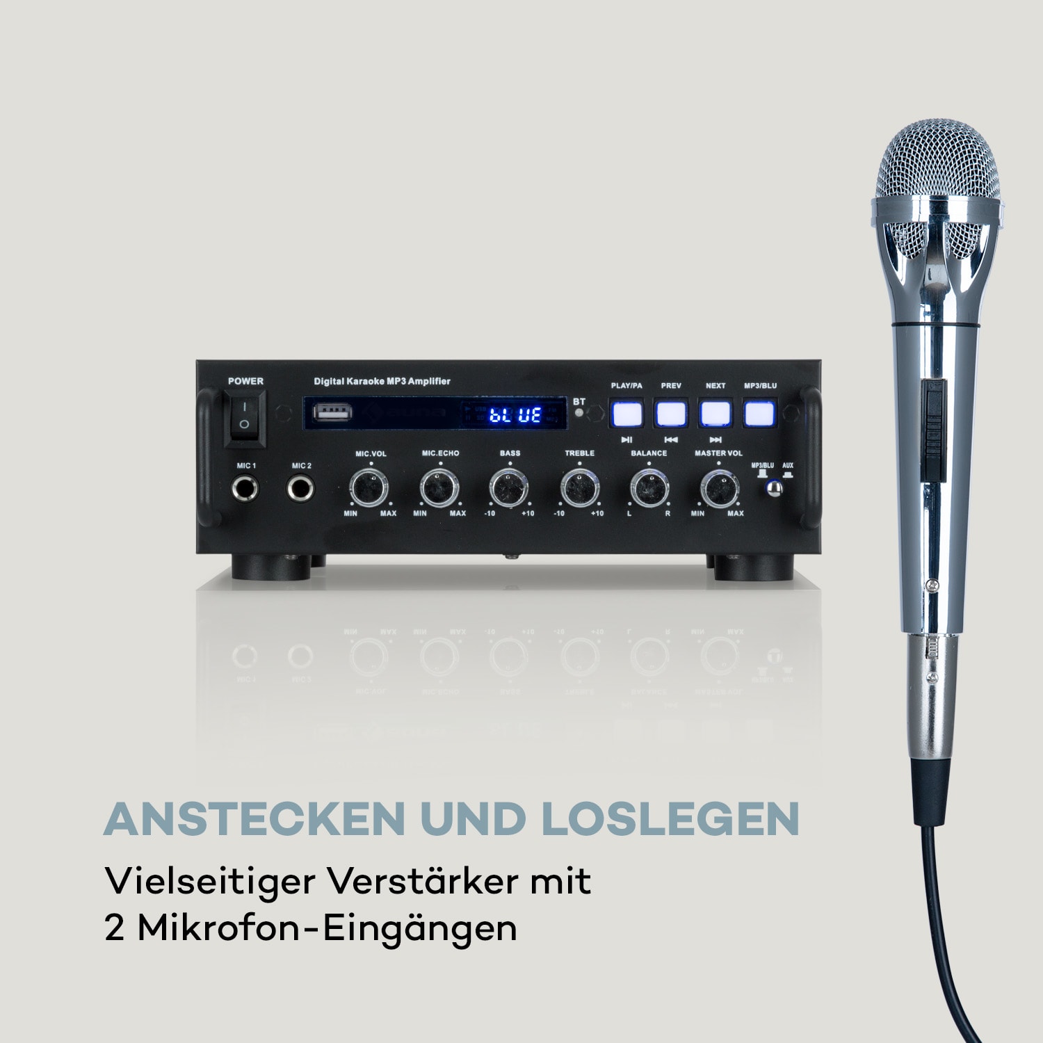 Karaoke Star 3 Karaoke-Set 2x75 Wmax. BT USB-Port Line-In 2 x Mikro 