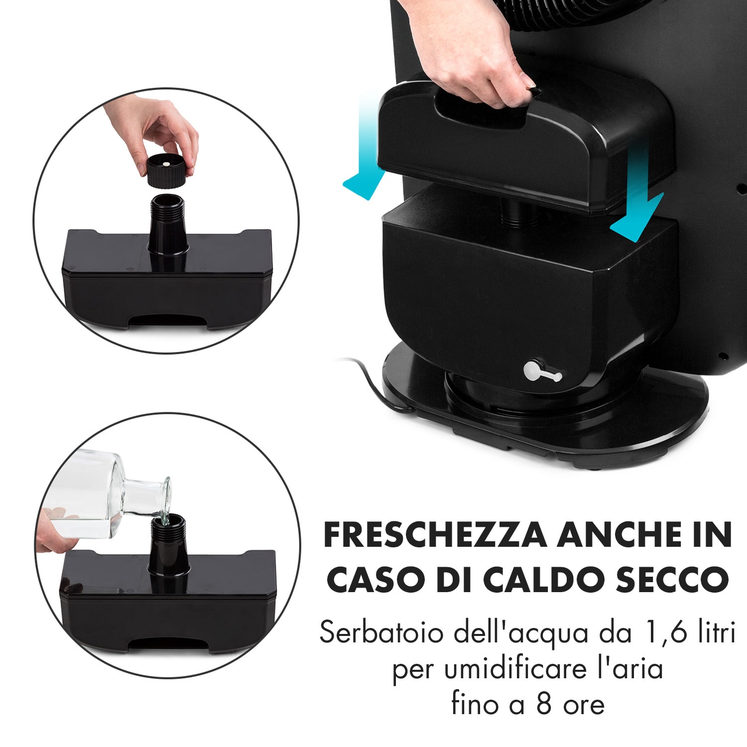 Cool Tropic Ventilatore a Colonna con Umidificatore  48W 2820m³/h nero Nero
