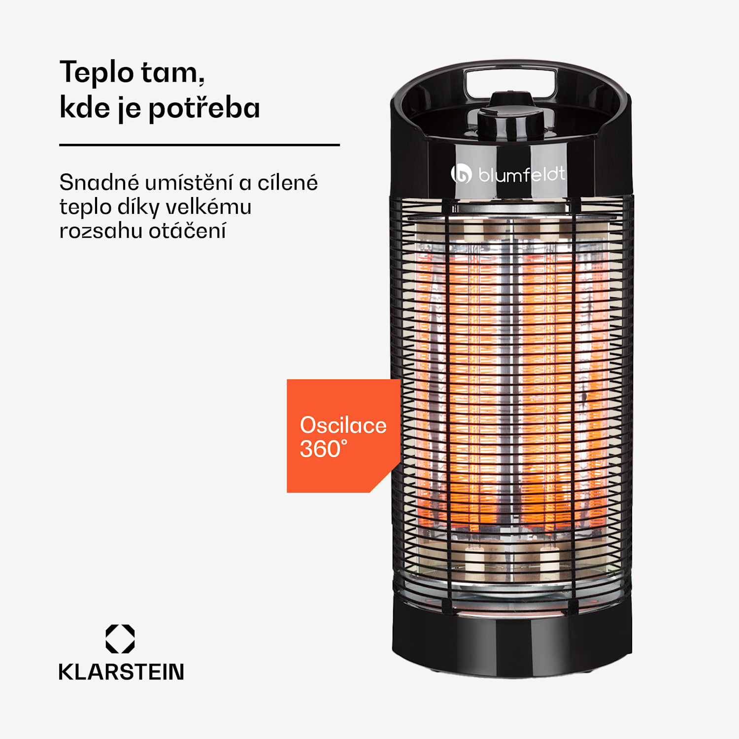 Heat Guru 360, infračervený ohřívač, stojanový, 1200/600 W, 2 stupně ohřevu, IPX4, černý 56 cm