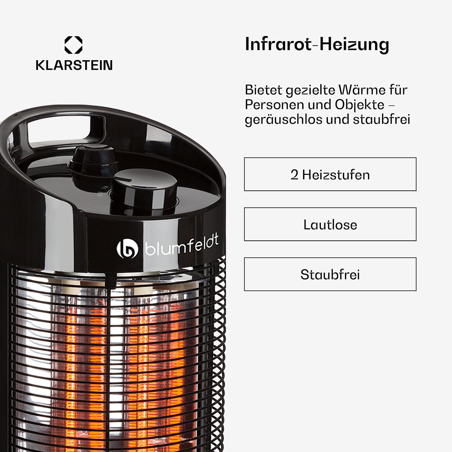 Heat Guru 360 Standheizstrahler 1200/600W 2 Stufen IPX4 Oszillation 