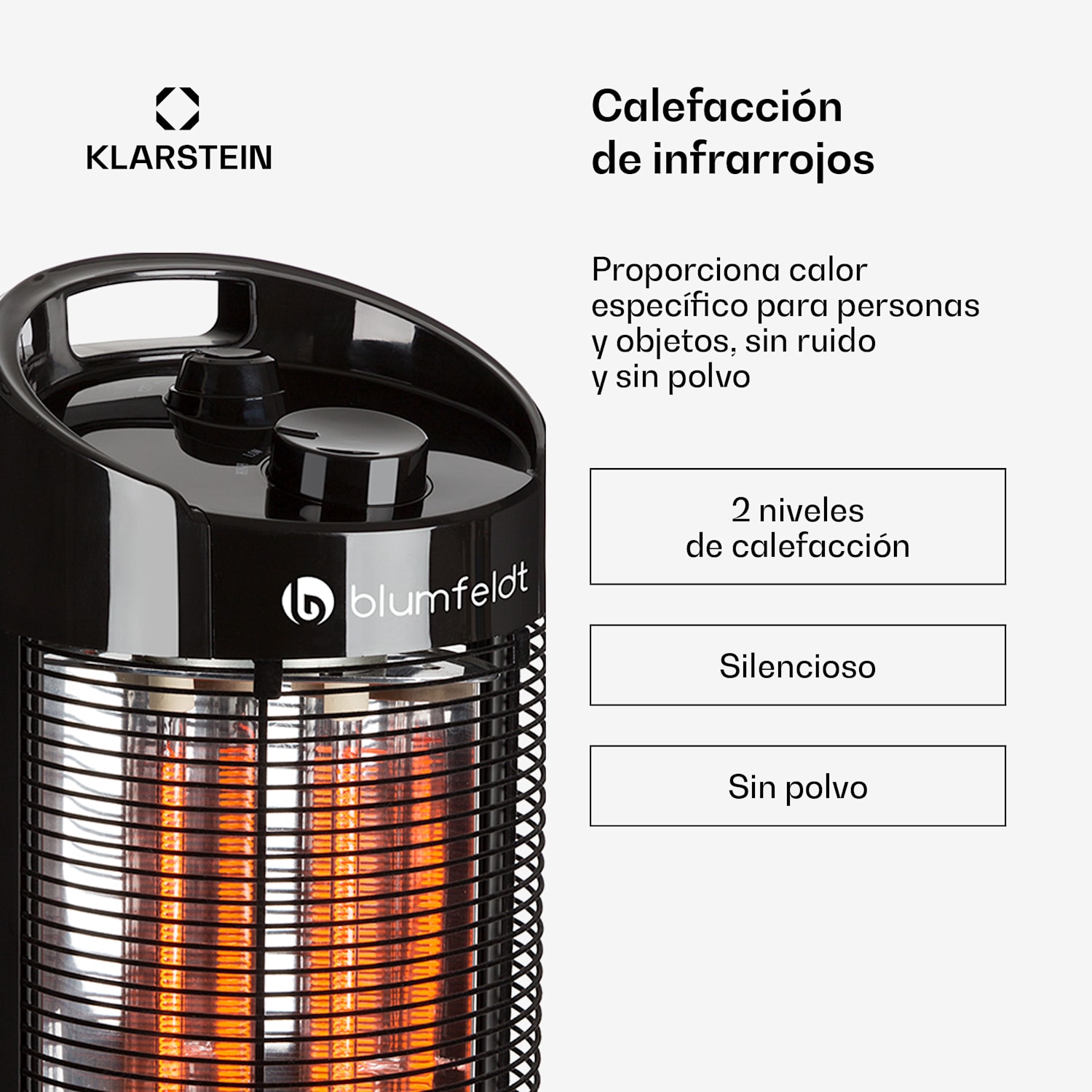 Heat Guru 360 Calefactor columna 1200/600 W 2 niveles de calor IPX4 Negro 56 cm