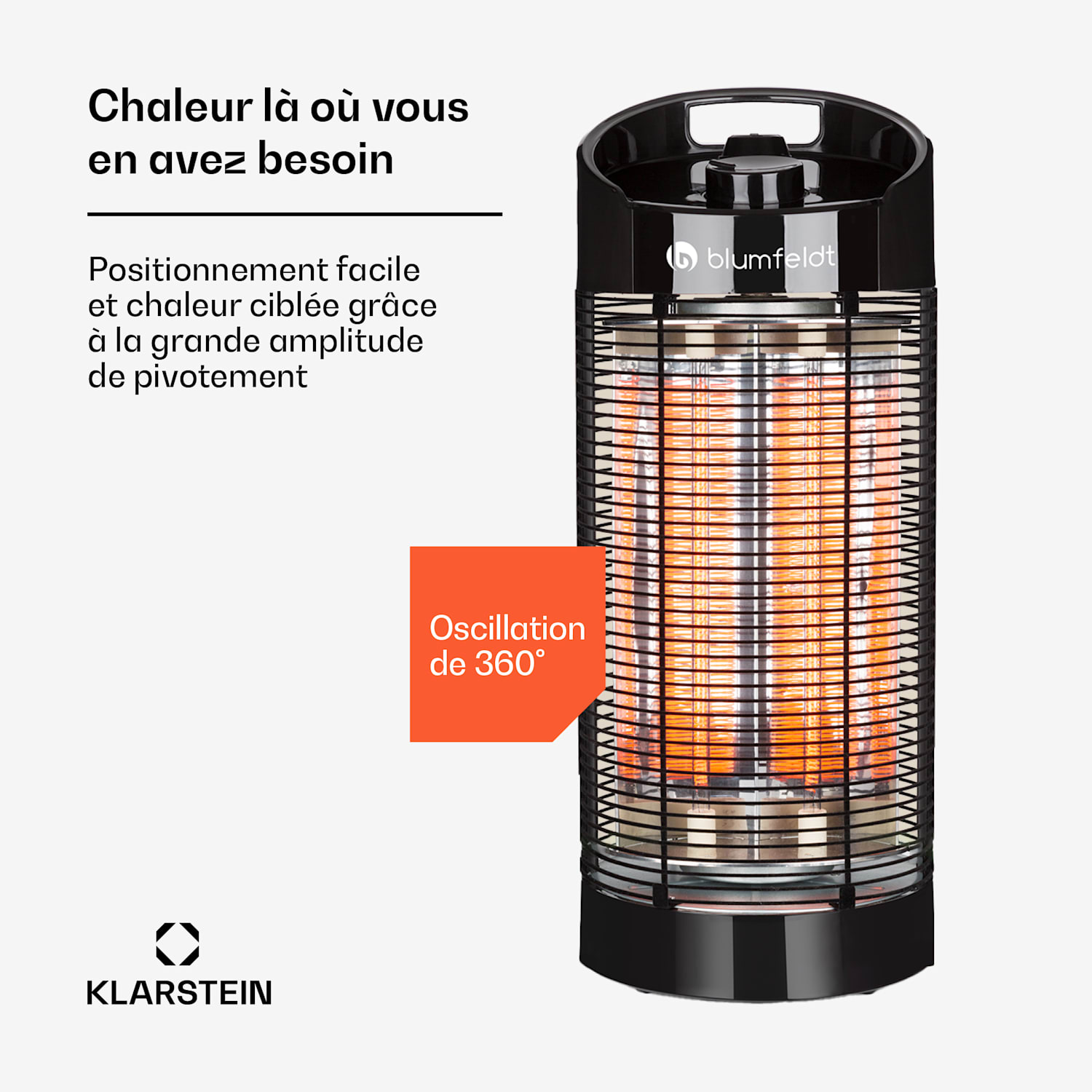 Heat Guru 360 radiateur sur pied  1200/600W 2 vitesses IPX4 noir 