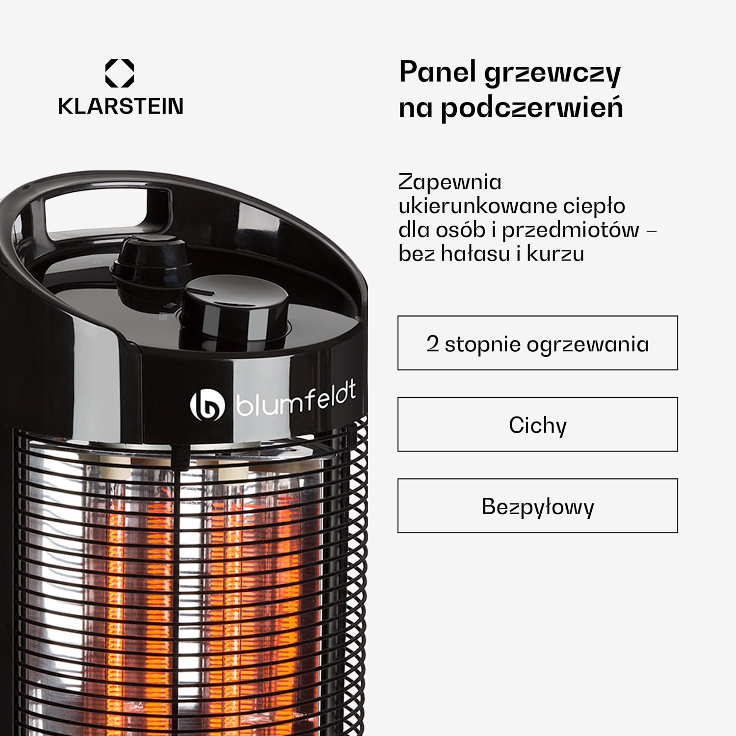 Heat Guru 360, promiennik podczerwieni, stojący, 56 cm, 1200/600 W, IPX4, oscylacja 56 cm