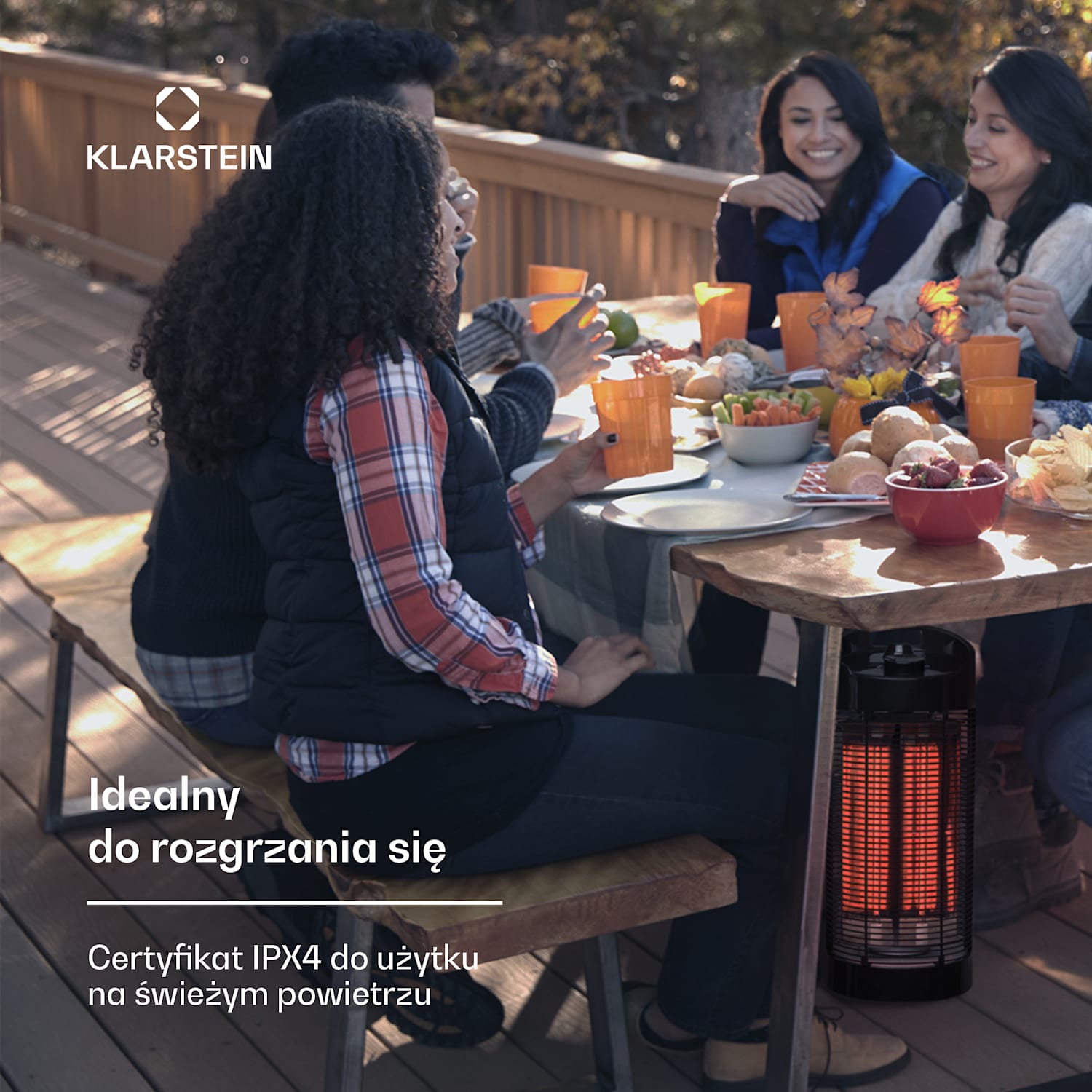 Heat Guru 360, promiennik podczerwieni, stojący, 56 cm, 1200/600 W, IPX4, oscylacja 56 cm