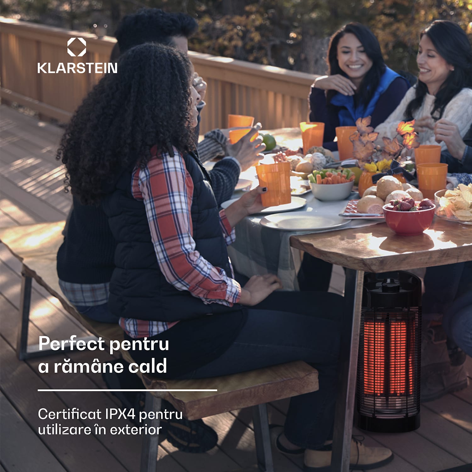 Heat Guru 360, încălzitor tip stand, 1200/600 W, 2 trepte de încălzire, IPX4, negru 56 cm