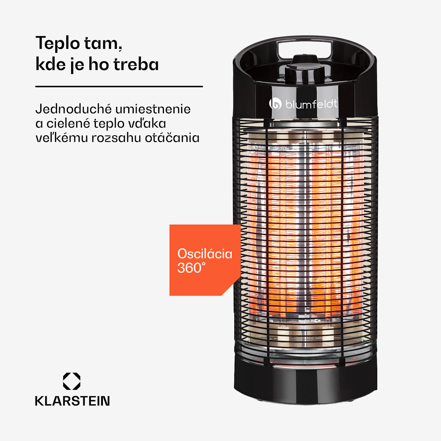 Heat Guru 360, stojanový ohrievač, 1200/600 W, 2 stupne ohrevu, IPX4, čierny 56 cm