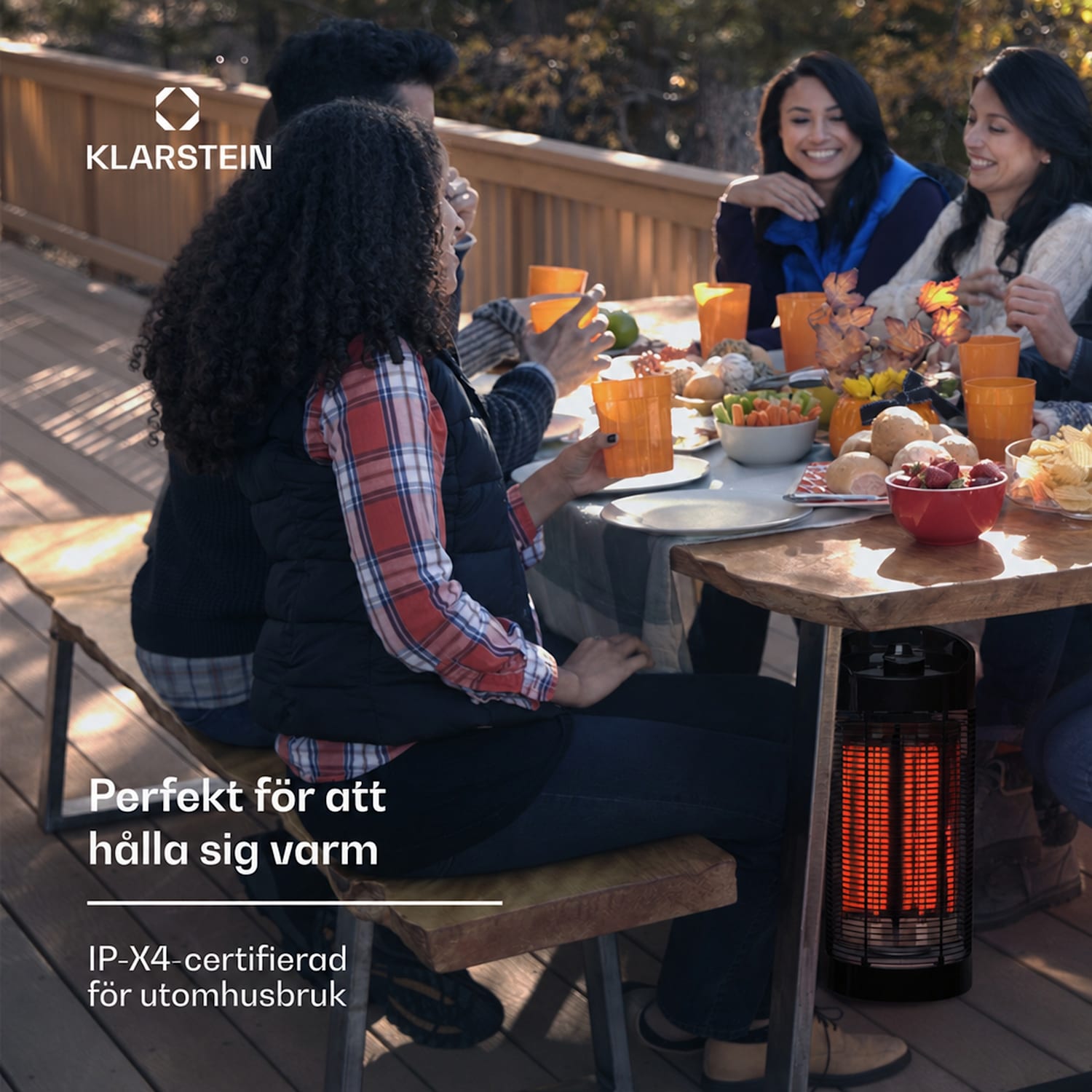 Heat Guru 360 fristående värmestrålare 1 200/600 W 2 värmenivåer IPX4 svart 56 cm