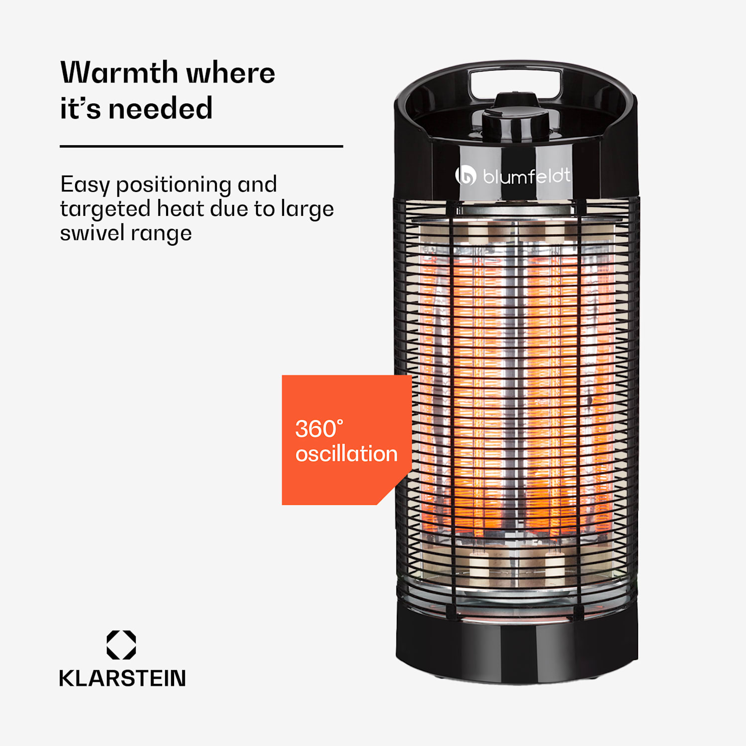 Heat Guru 360 Radiador Independente 1200/600W 2 Níveis de Aquecimento IPX4 Preto 56 cm