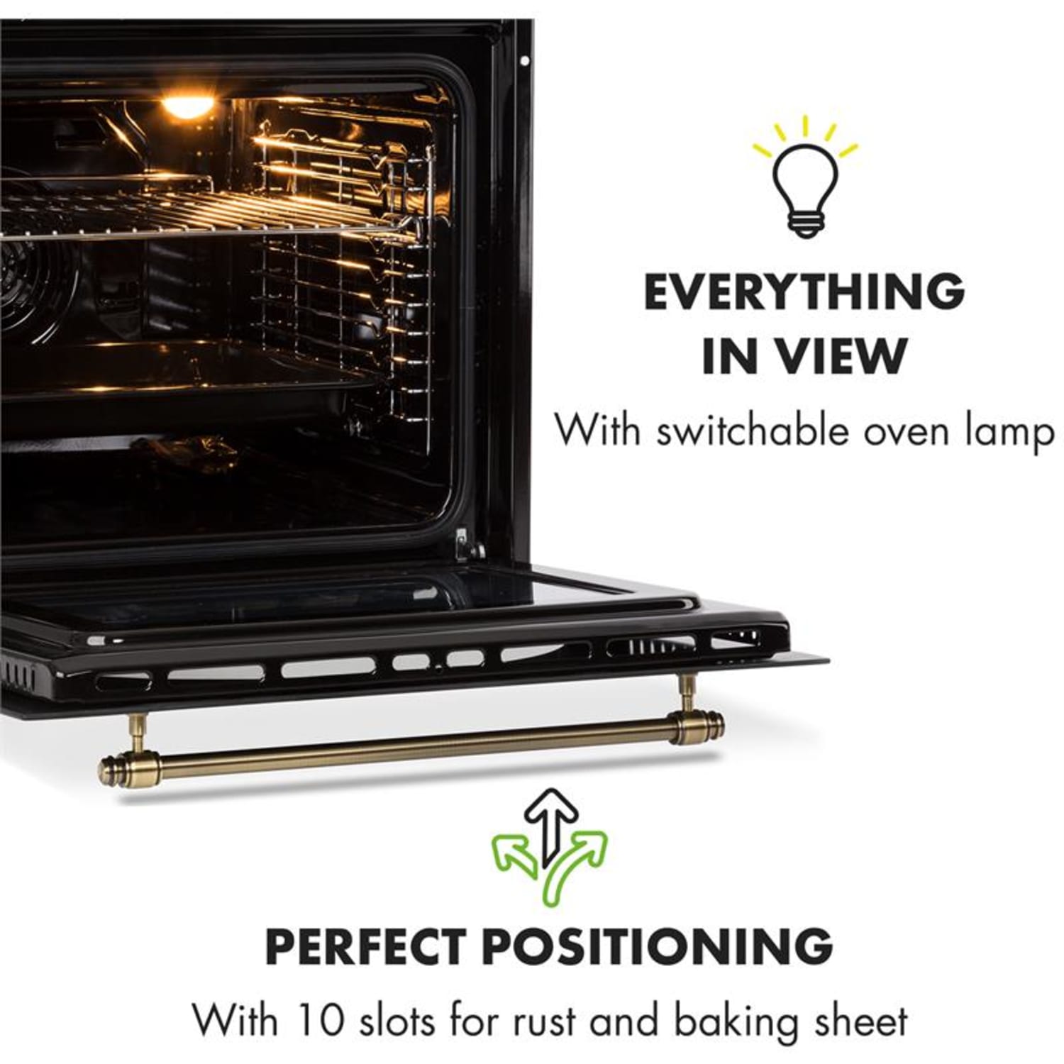 Victoria Horno empotrable Diseño retro 9 funciones 50-250°C negro 