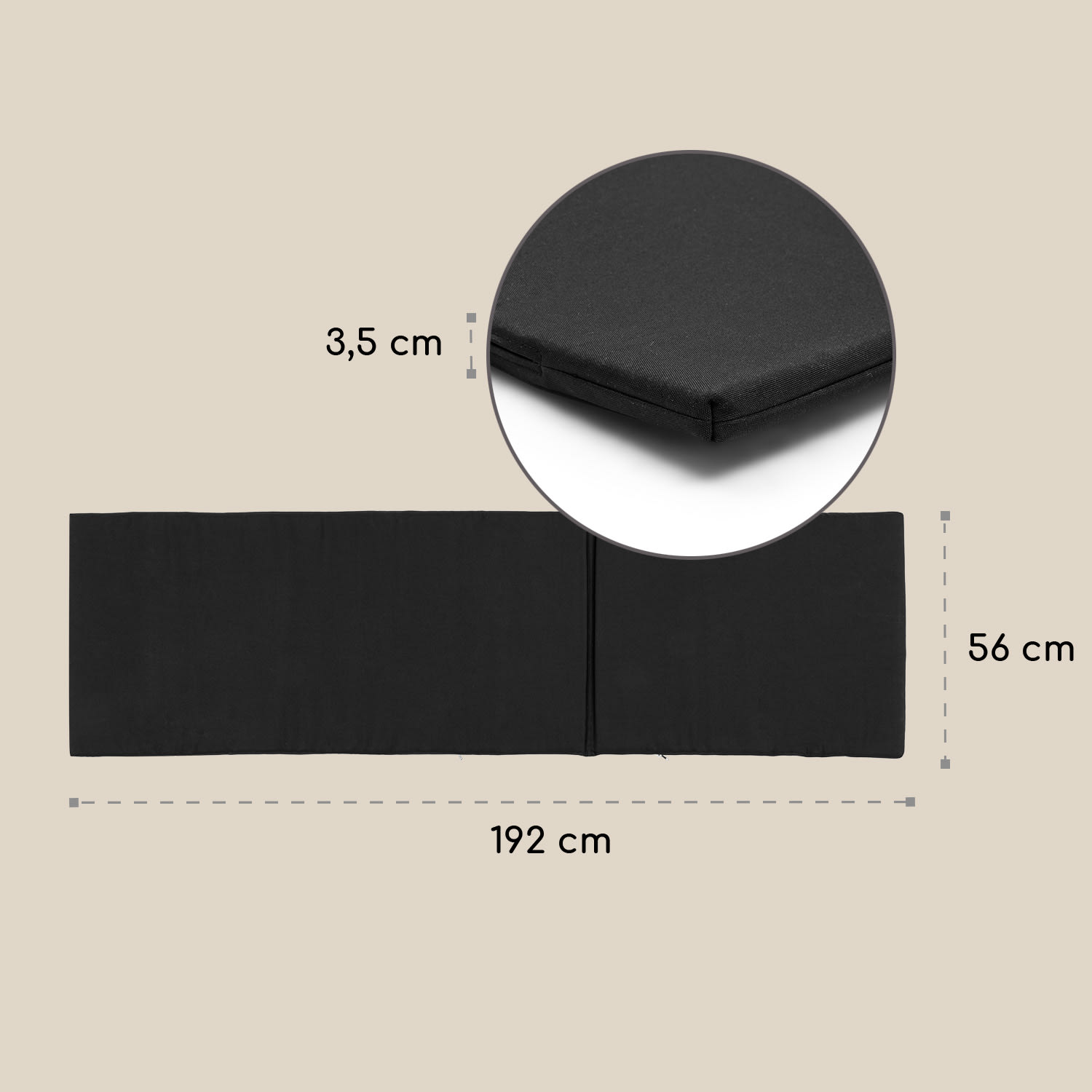 Panamera, blazina za ležalnik, poliester, polnitev iz pene, dodatek, črna barva 