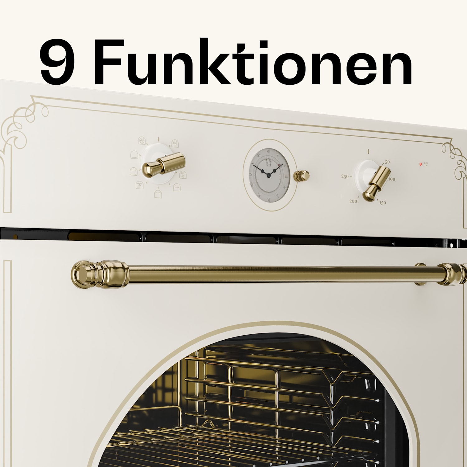 Victoria Forno da Incasso Design Retrò 9 Funzioni  50-250°C Avorio Crema vintage