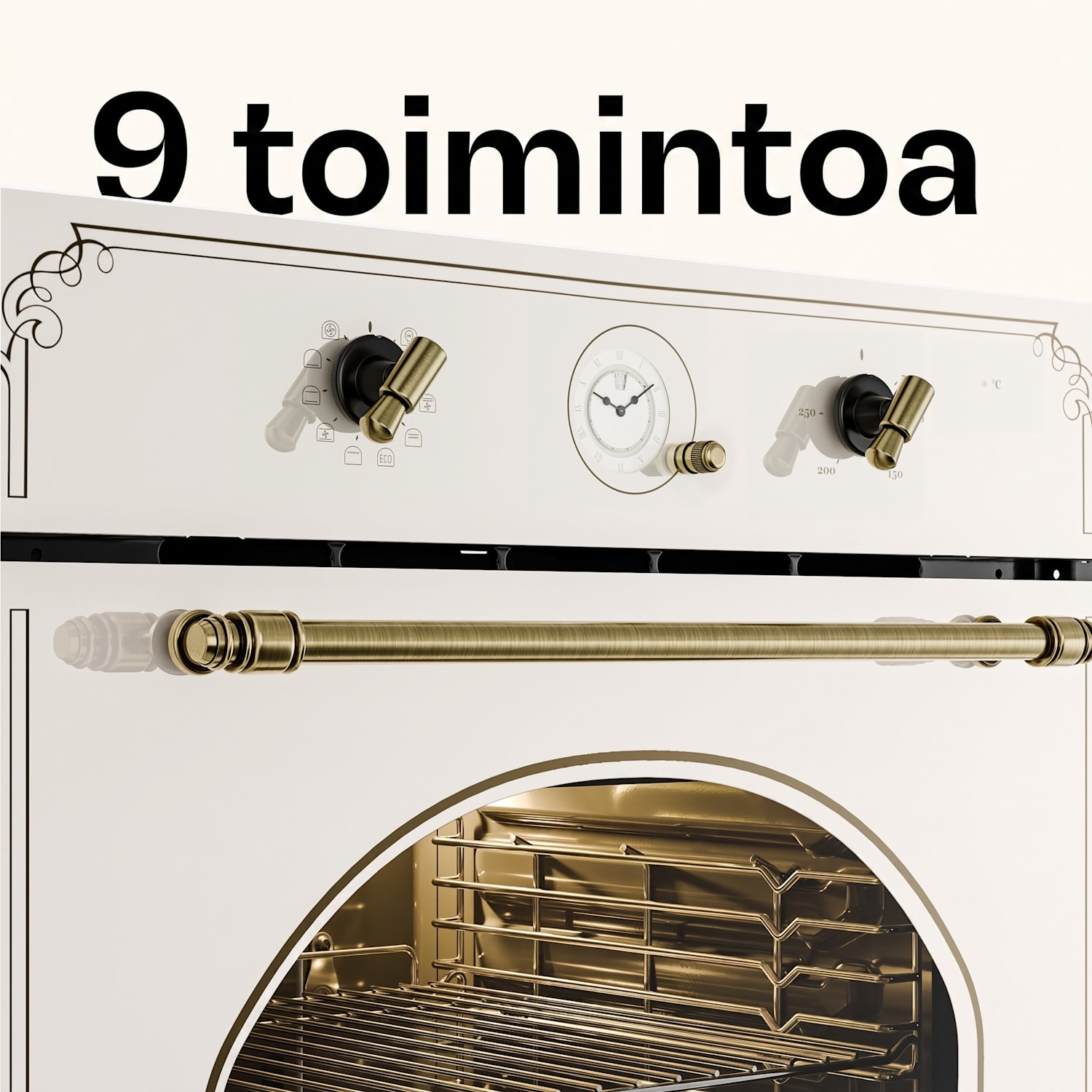 Victoria integroitava uuni retro-design 9 toimintoa 50-250 °C norsunluu Vintage Kerma