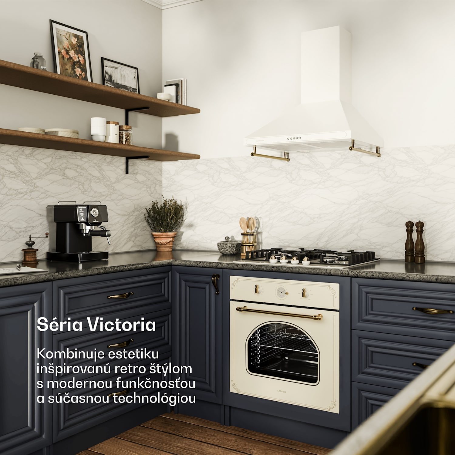 Victoria, vstavaná rúra, retro vzhľad, 9 funkcií, 50 – 250 °C, slonovinová Vintage Cream
