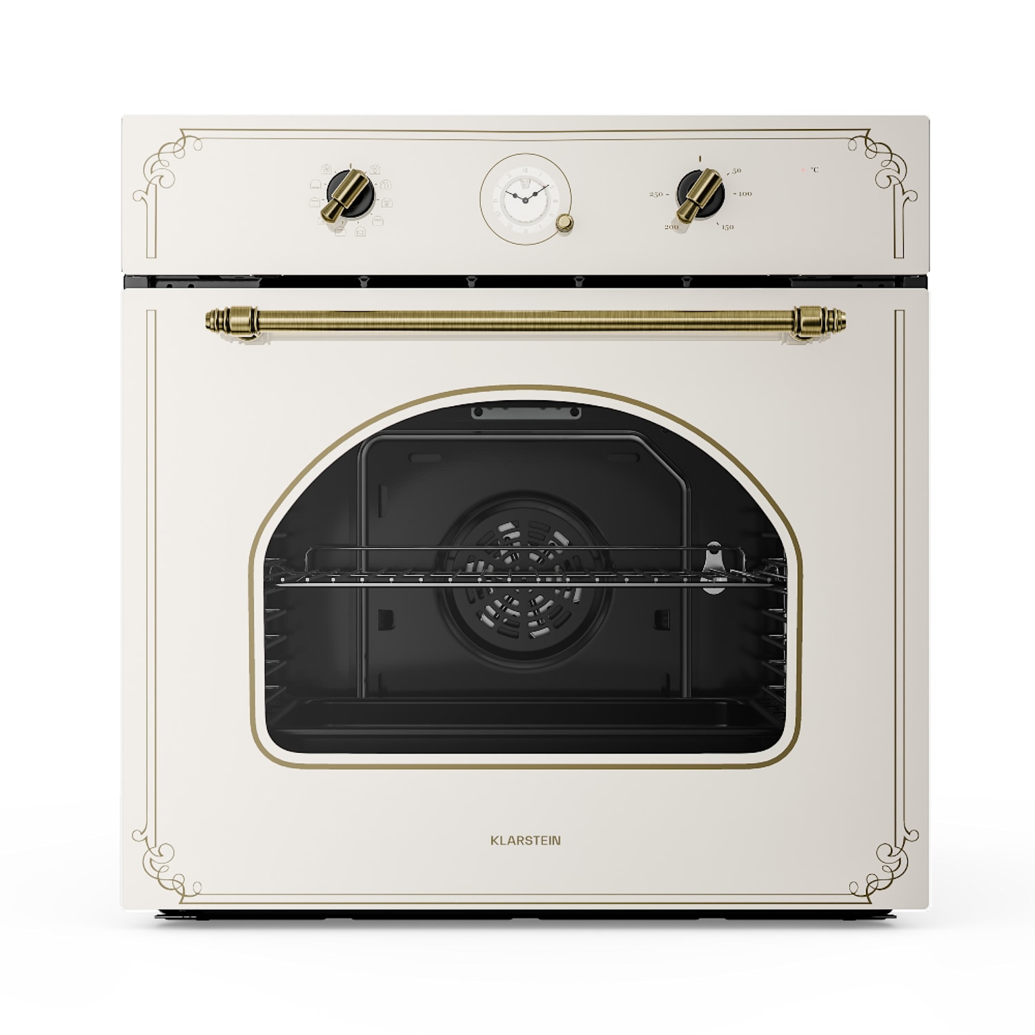 Victoria Horno empotrable Diseño retro 9 funciones 50-250°C marfil Crema Vintage