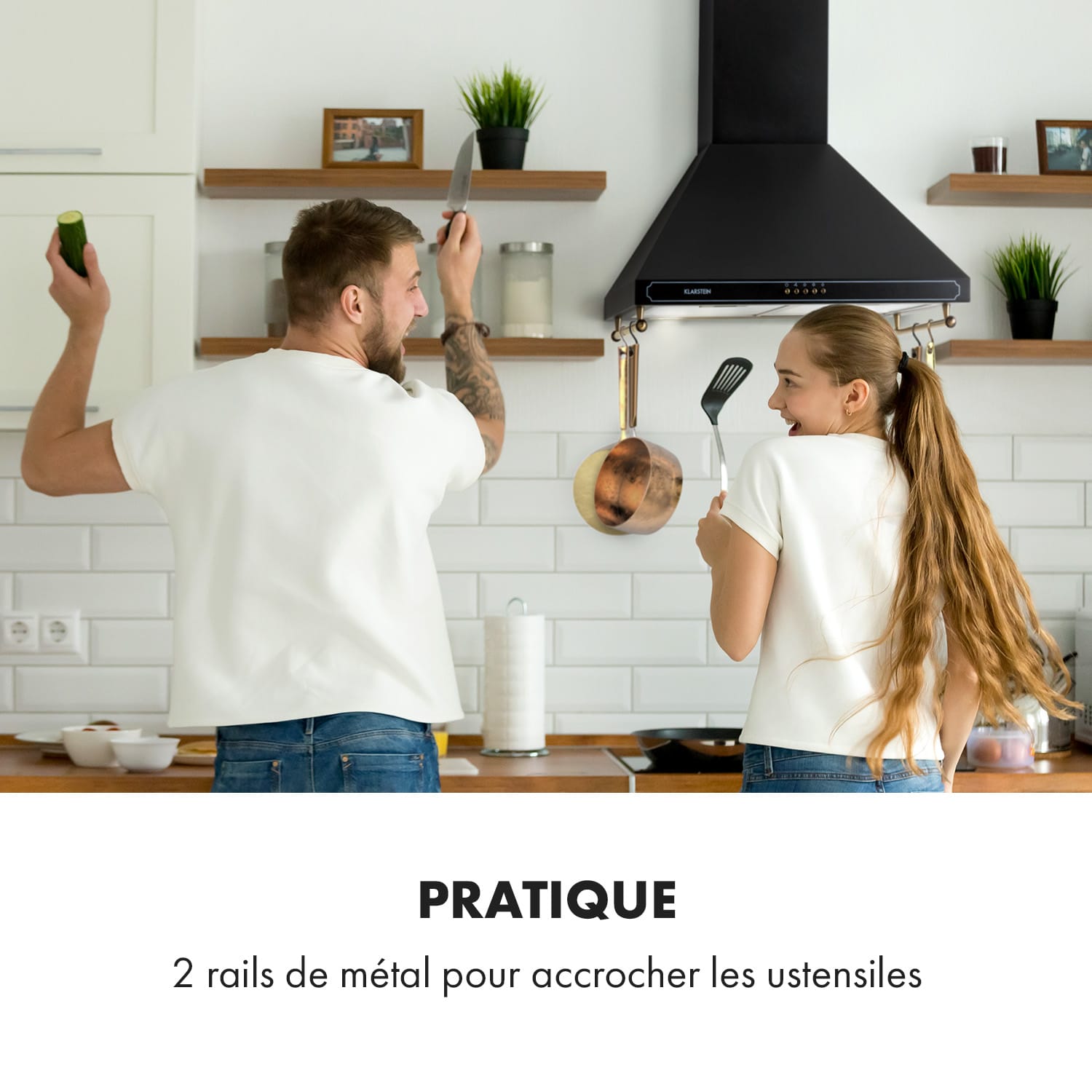Victoria Hotte aspirante 60cm 600m³/h 2 lampes LED - noire Noir