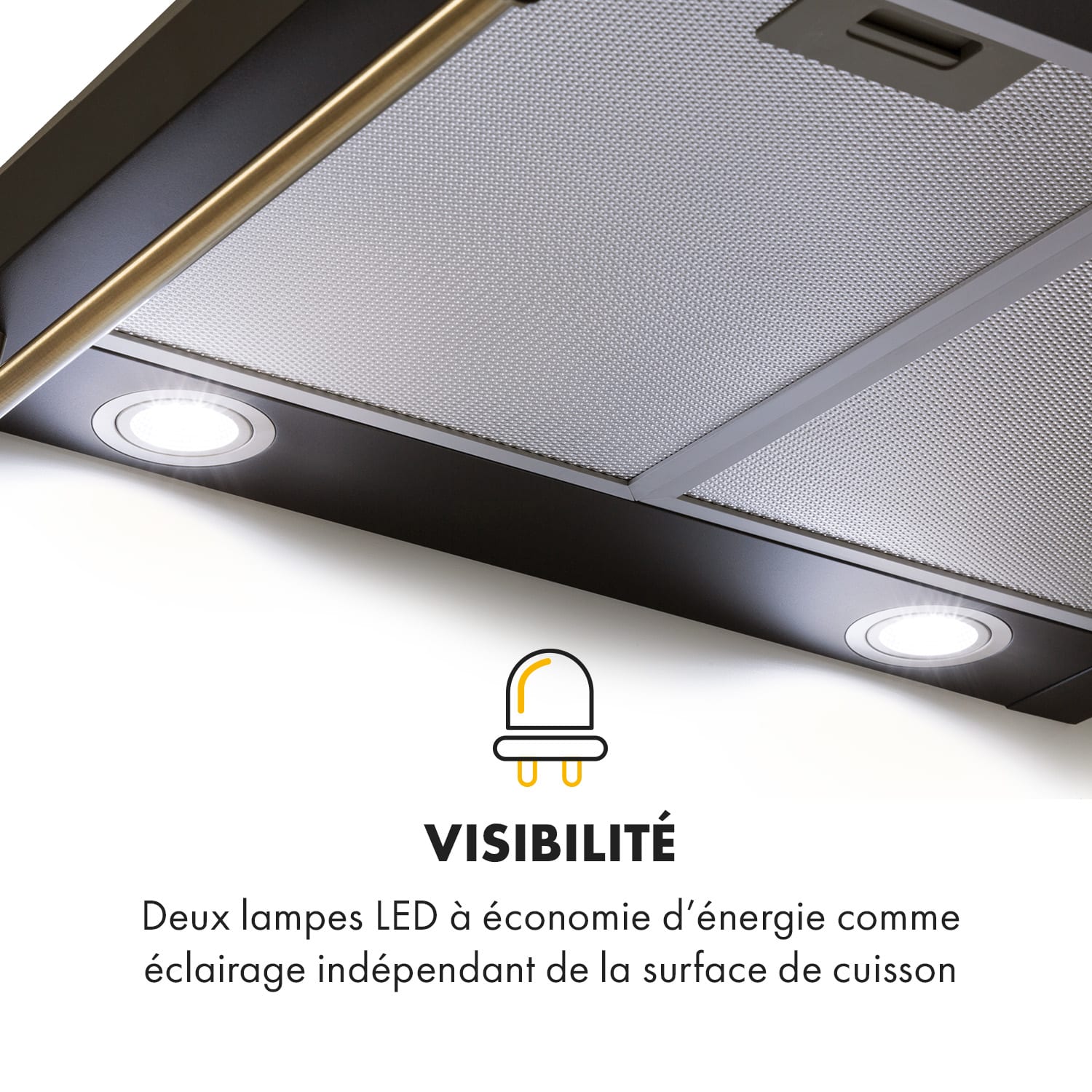 Victoria Hotte aspirante 60cm 600m³/h 2 lampes LED - noire Noir