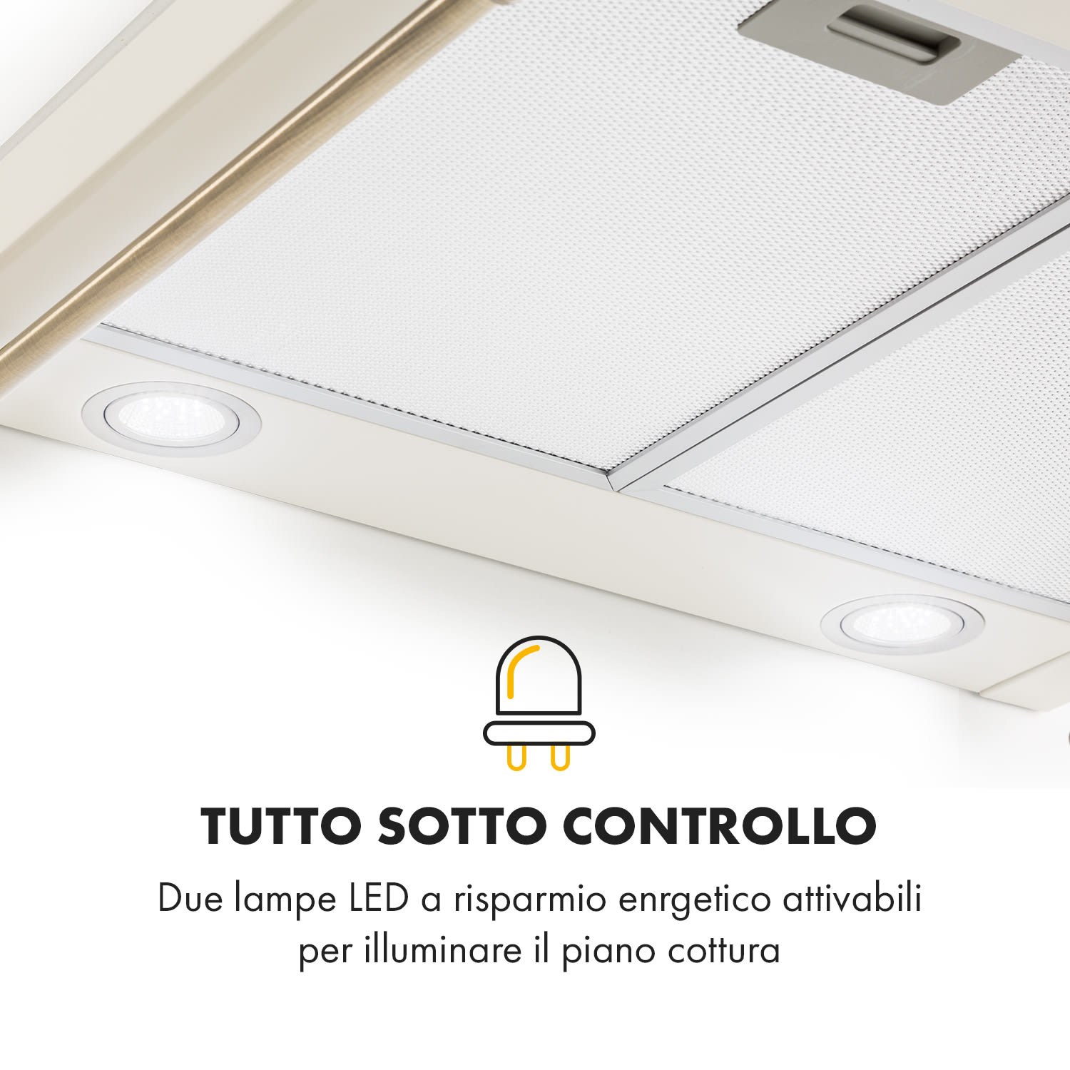 Victoria Cappa Aspirante Design Retrò 600m³/h 2 Luci LED Avorio Avorio
