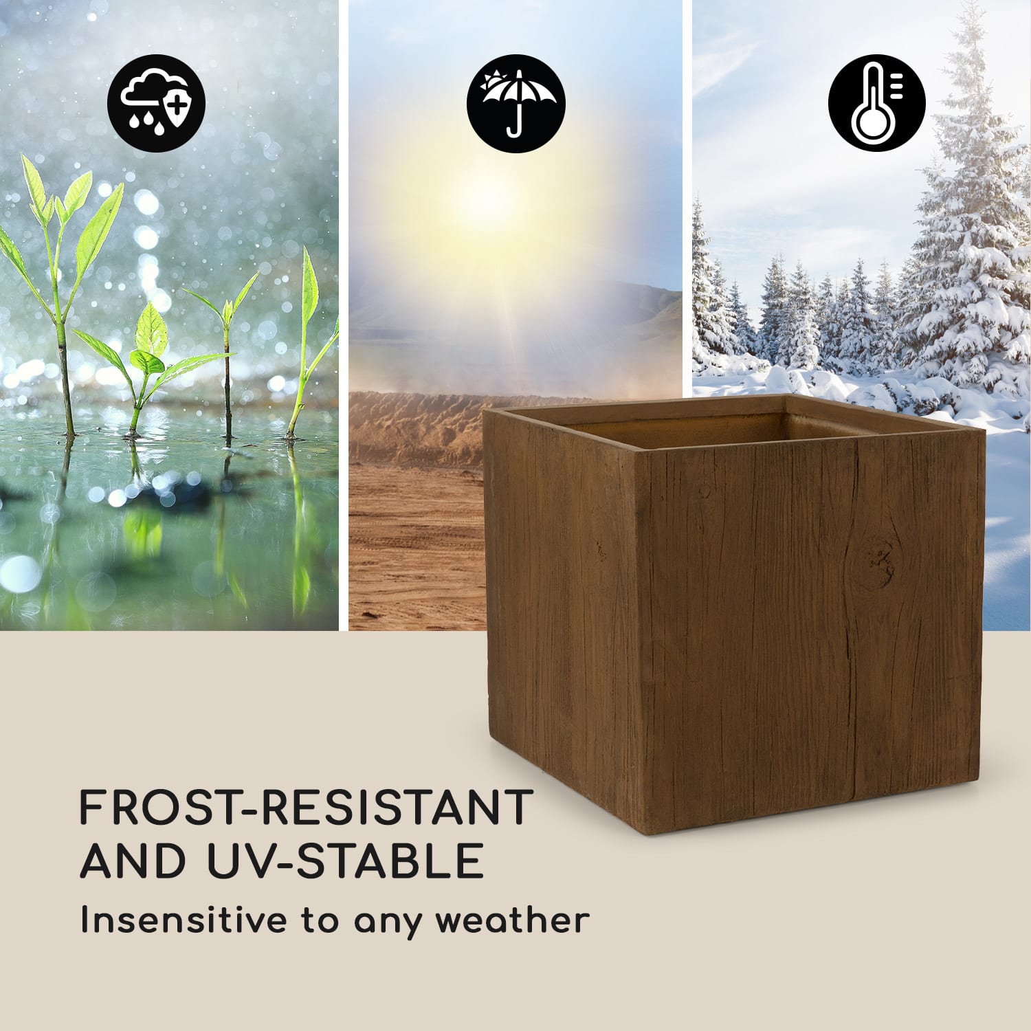 Timberflor, ghiveci, 55x50x55 cm din fibră de sticlă interior/exterior maro 