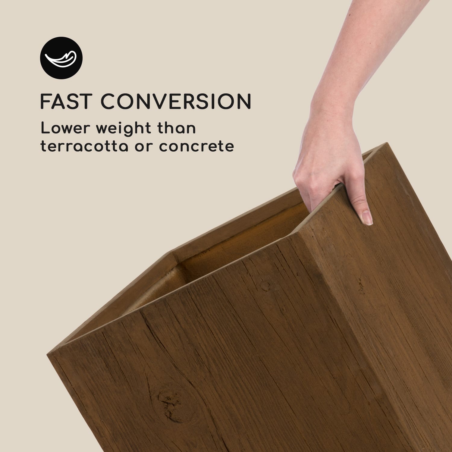 Timberflor, ghiveci, 55x50x55 cm din fibră de sticlă interior/exterior maro 