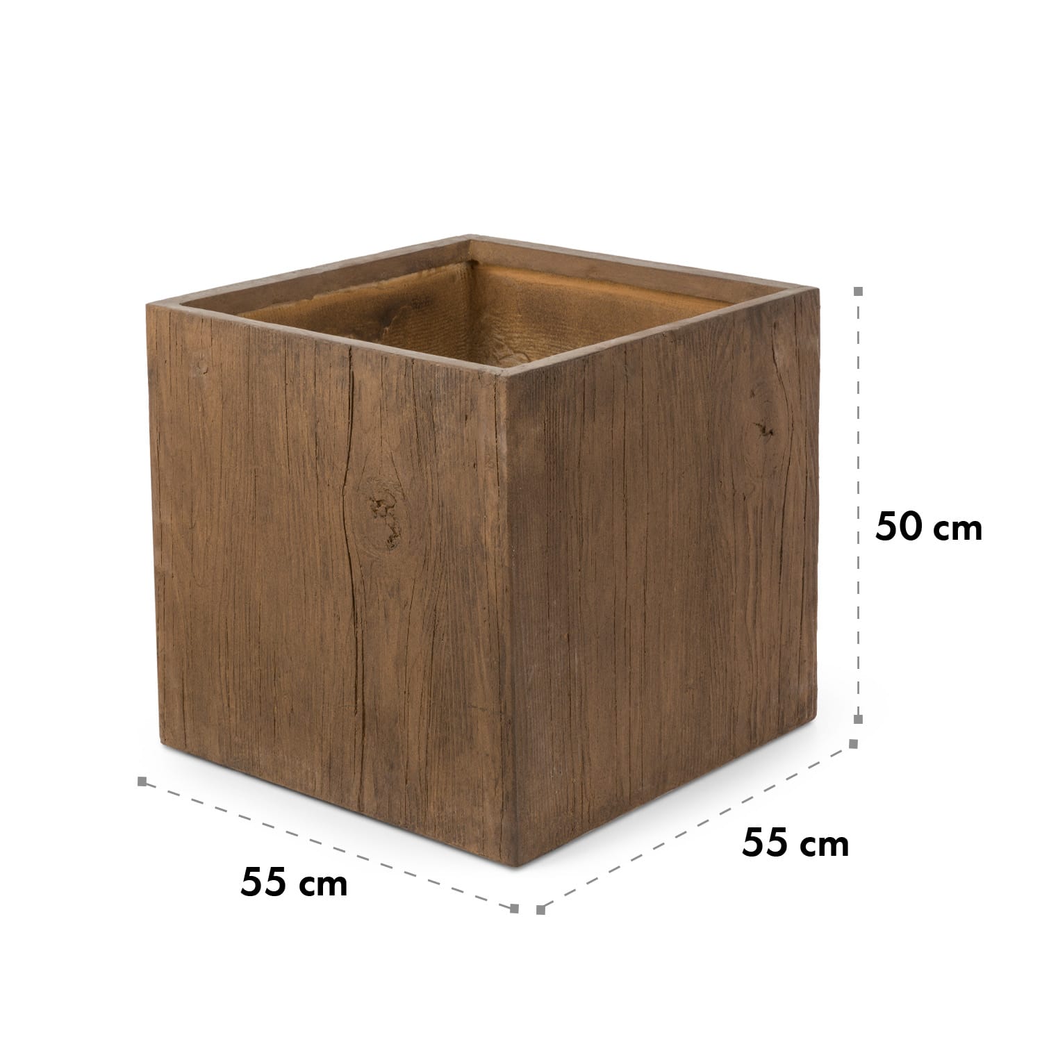 Timberflor, květináč, 55 x 50 x 55 cm, sklolaminát, do interiéru i exteriéru, hnědý