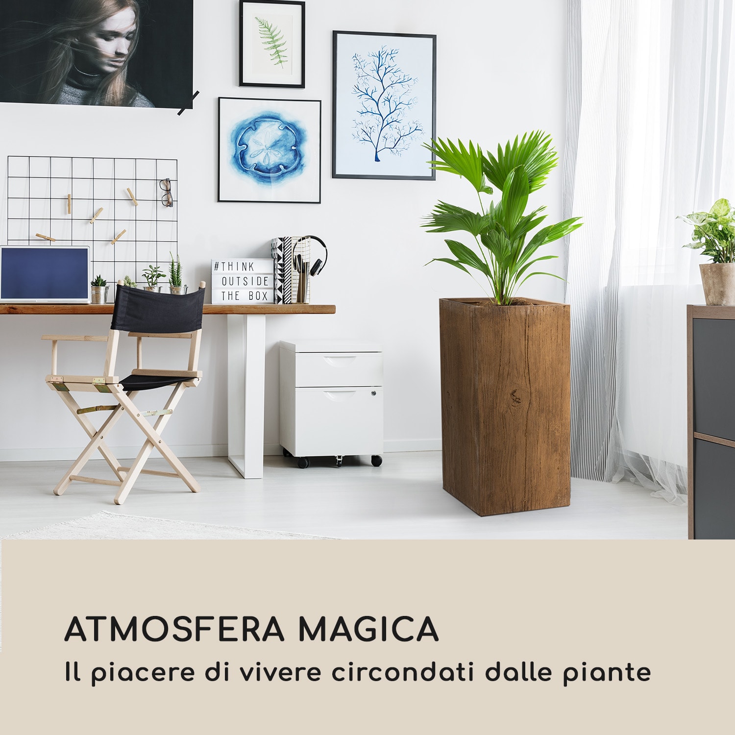 Timberflor Vaso 40 x 80 x 40 cm Vetroresina  In-/Outdoor marrone 