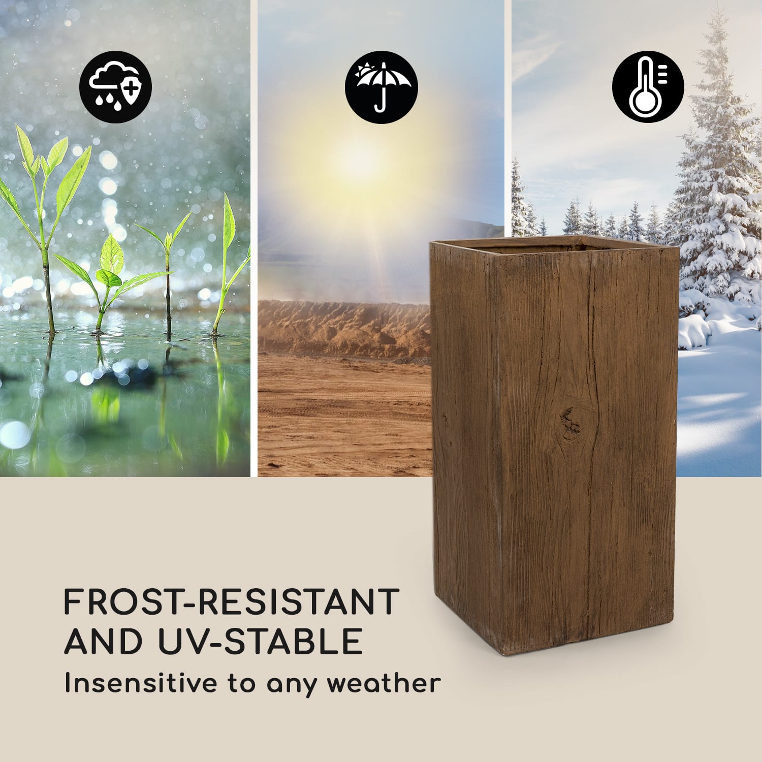 Timberflor, ghiveci de 40 x 80 x 40 cm din fibră de sticlă interioară / exterior maro 