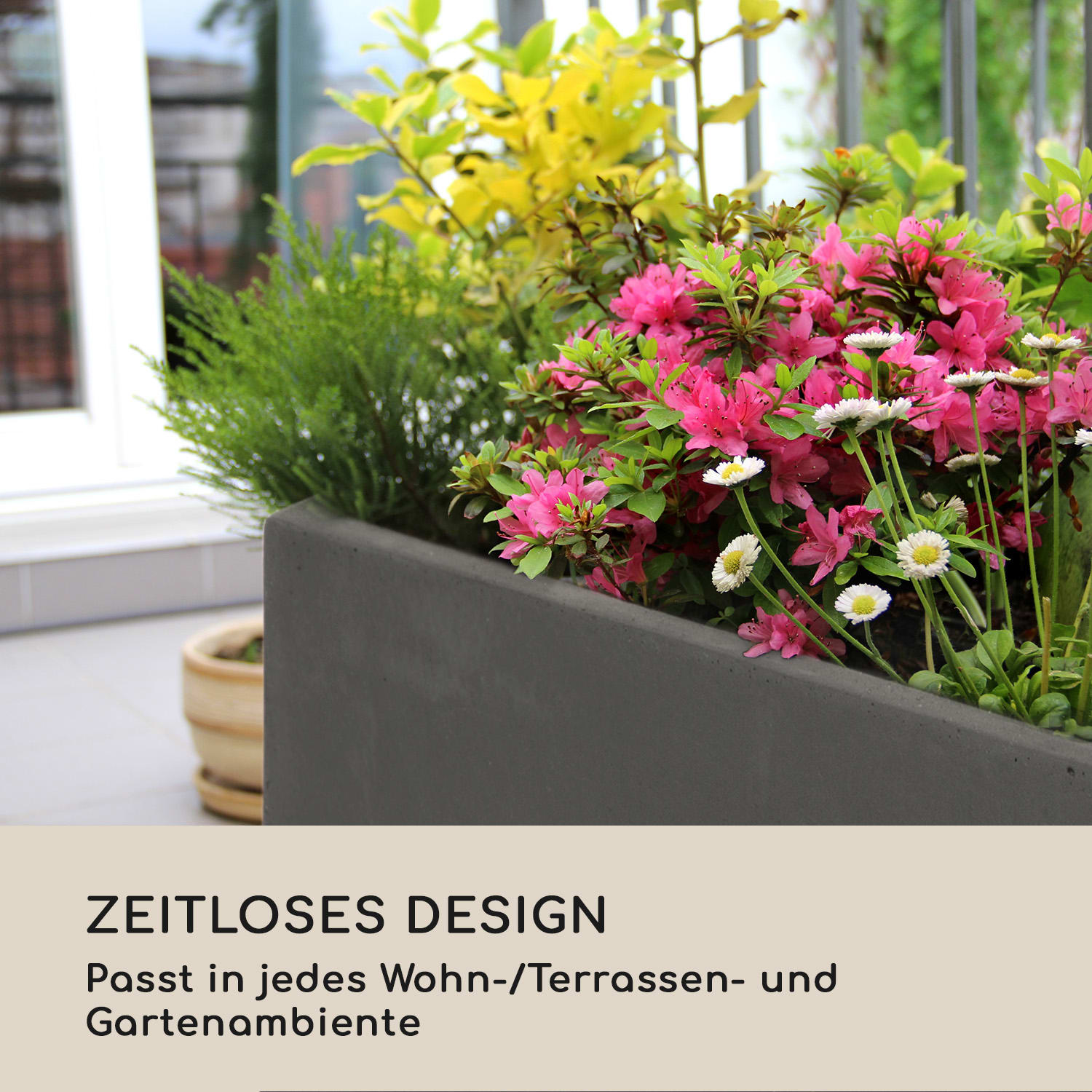 Solidflor Pflanztopf 75 x 20 x 20 cm Fiberglas In-/Outdoor dunkelgrau 