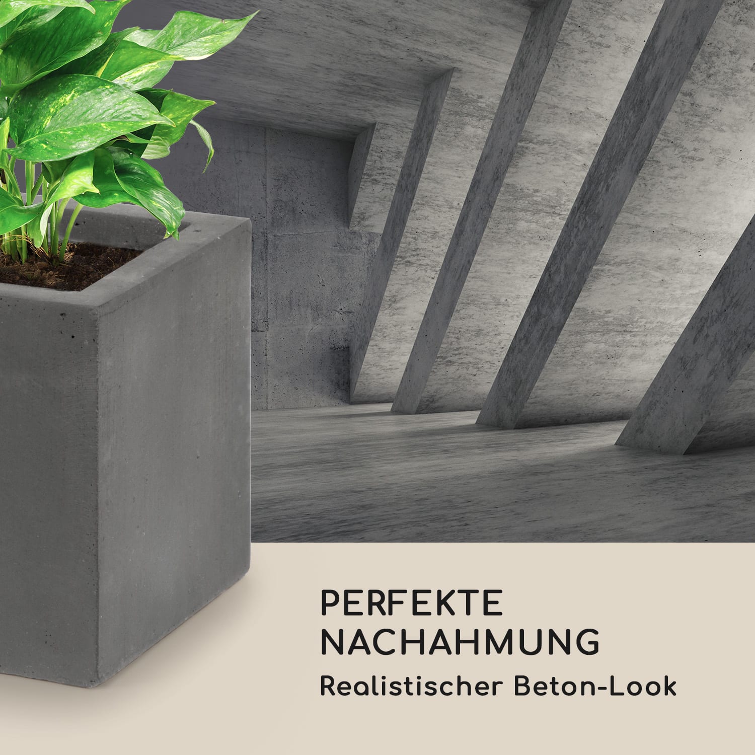 Solidflor Pflanztopf 75 x 20 x 20 cm Fiberglas In-/Outdoor dunkelgrau 