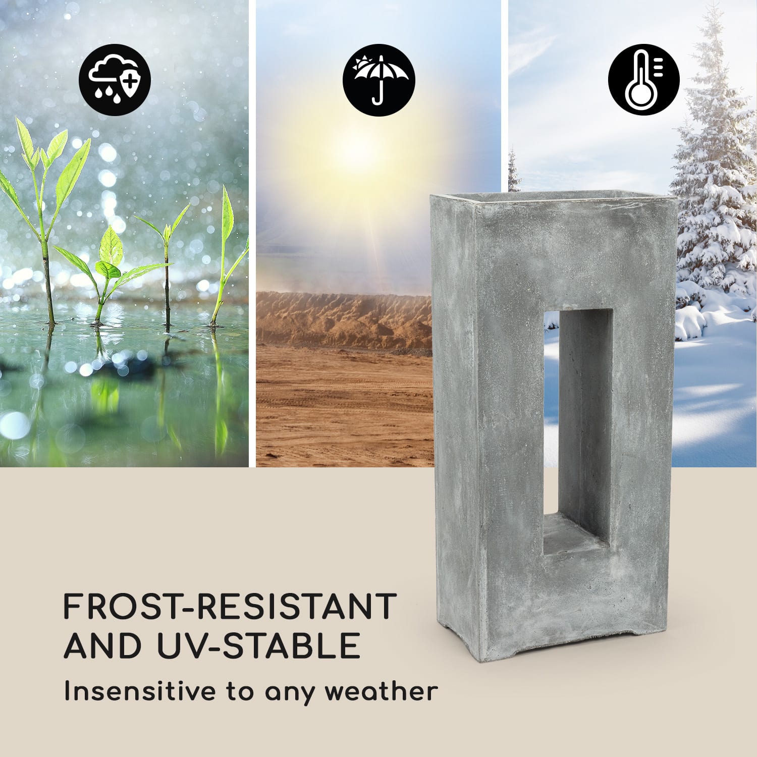 Airflor, kvetináč, 45 x 100 x 27 cm, sklolaminát, do interiéru aj exteriéru, svetlosivý Svetlosivý cement