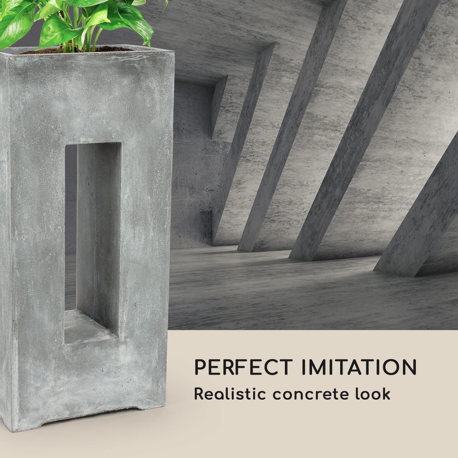 Airflor, kvetináč, 45 x 100 x 27 cm, sklolaminát, do interiéru aj exteriéru, svetlosivý Svetlosivý cement