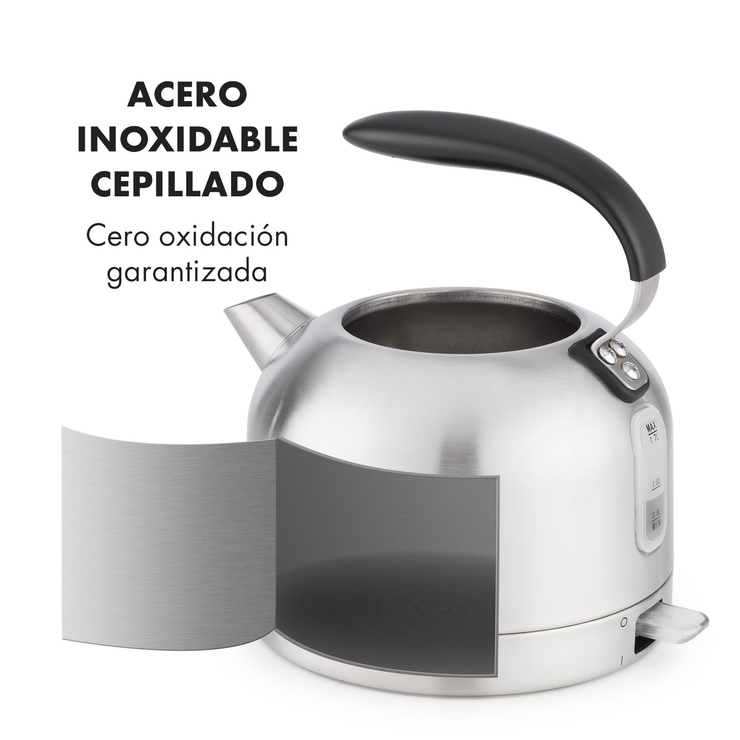 Carlina Hervidor de agua retro 1,7l 1850-2200W Tetera Acero inoxidable 