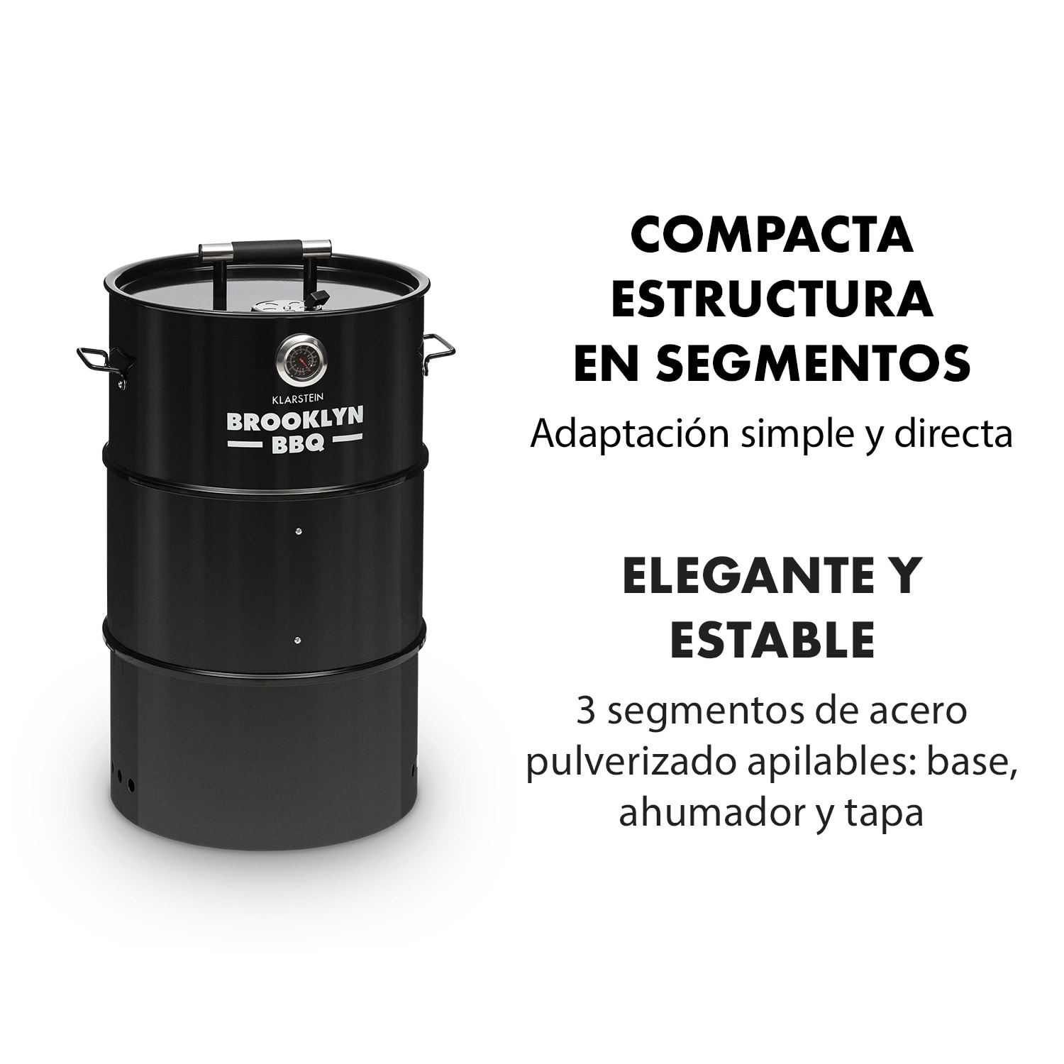 Brooklyn-BBQ Barril de barbacoa 4 en 1 | Ø 42 cm | Acero | Pulverizado 