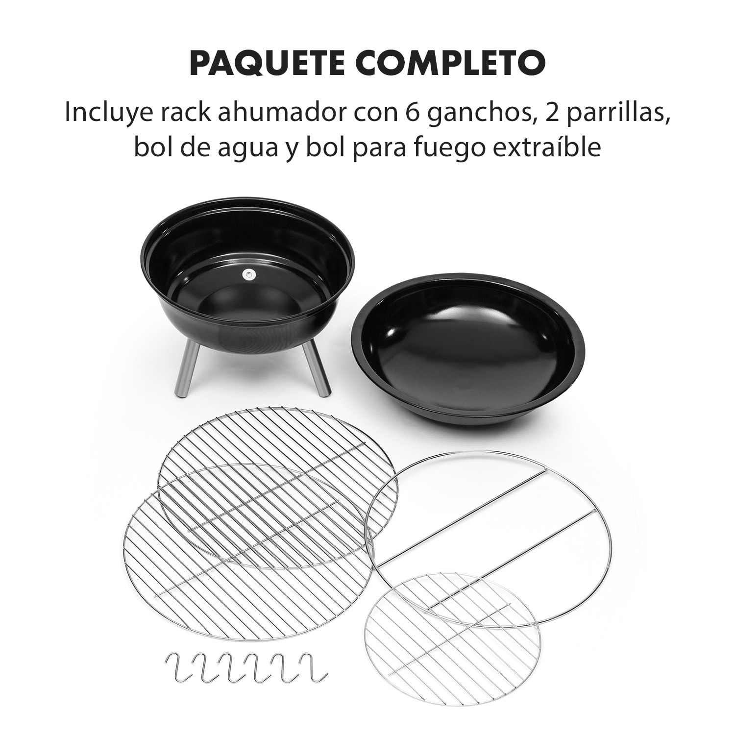 Brooklyn-BBQ Barril de barbacoa 4 en 1 | Ø 42 cm | Acero | Pulverizado 