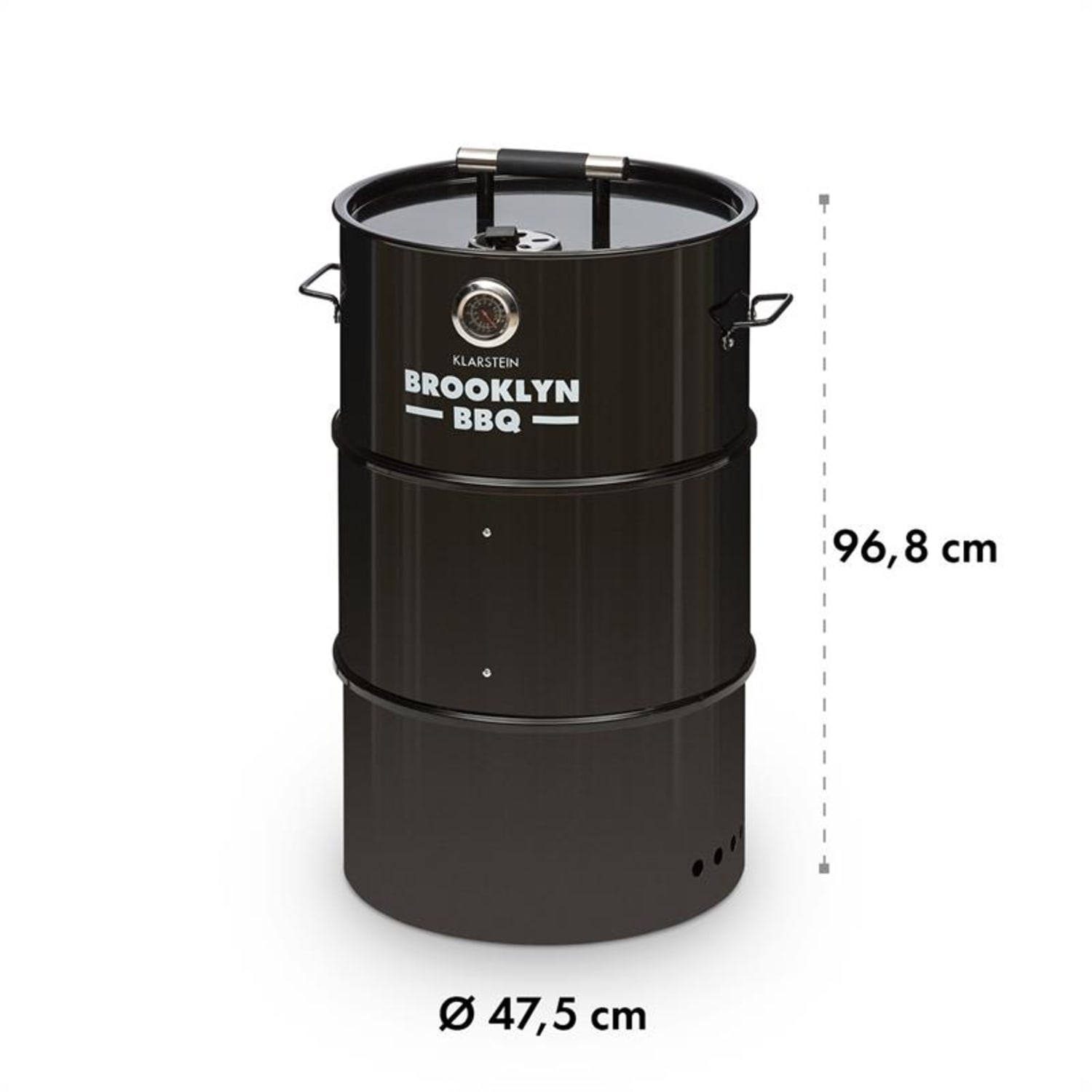 Brooklyn-BBQ Barril de barbacoa 4 en 1 | Ø 42 cm | Acero | Pulverizado 
