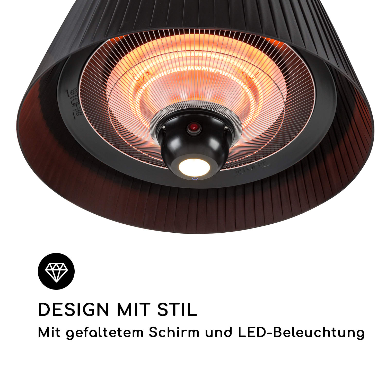 Venice Heat Terrassenheizstrahler 800/1000/1800W Fernbedienung schwarz Schwarz