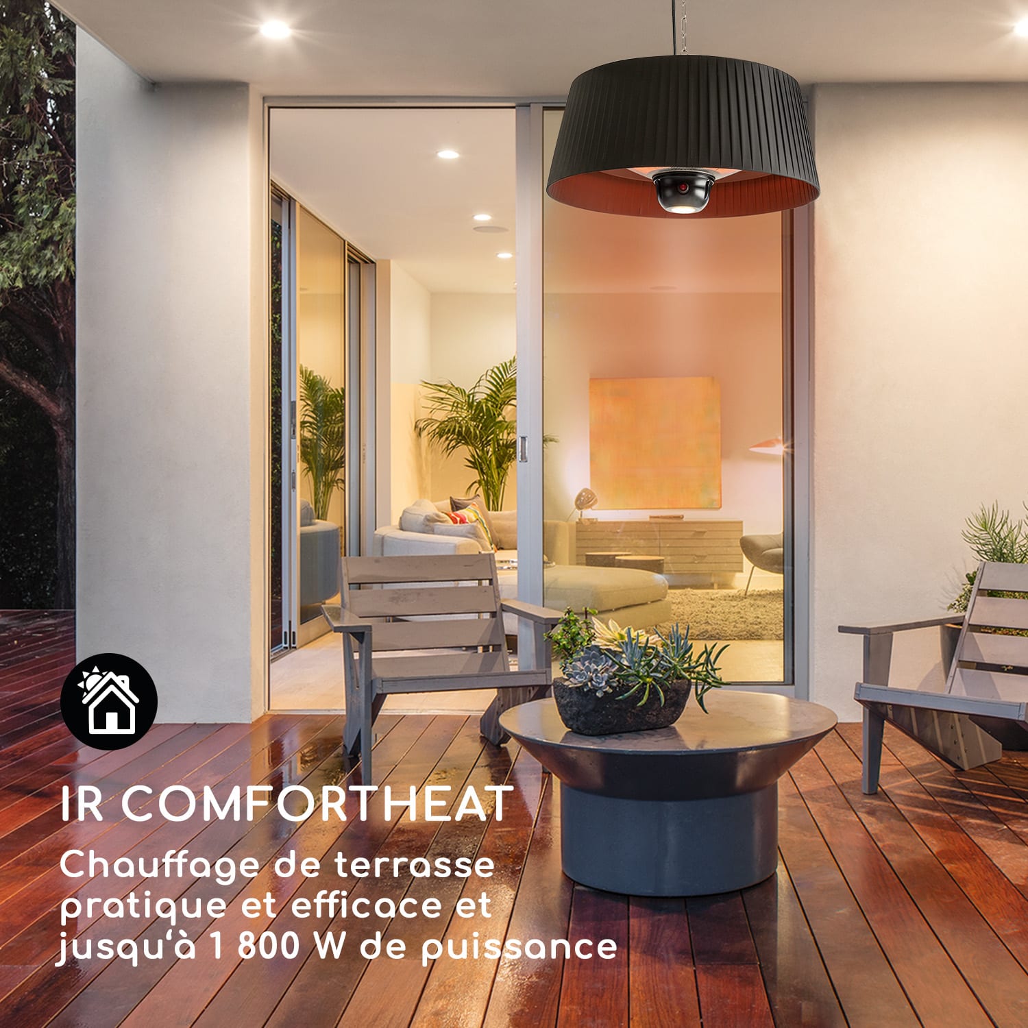 Venice Heat terrasverwarming 800/1000/1800W afstandsbediening zwart Zwart