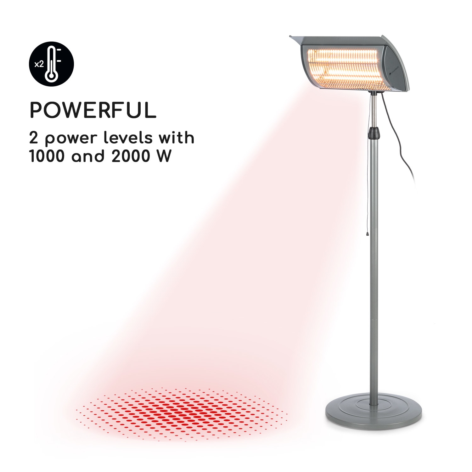 Heat Guard Focus, încălzitorul pentru terasă, ir comfortheat, 1000 / 2000W, gri