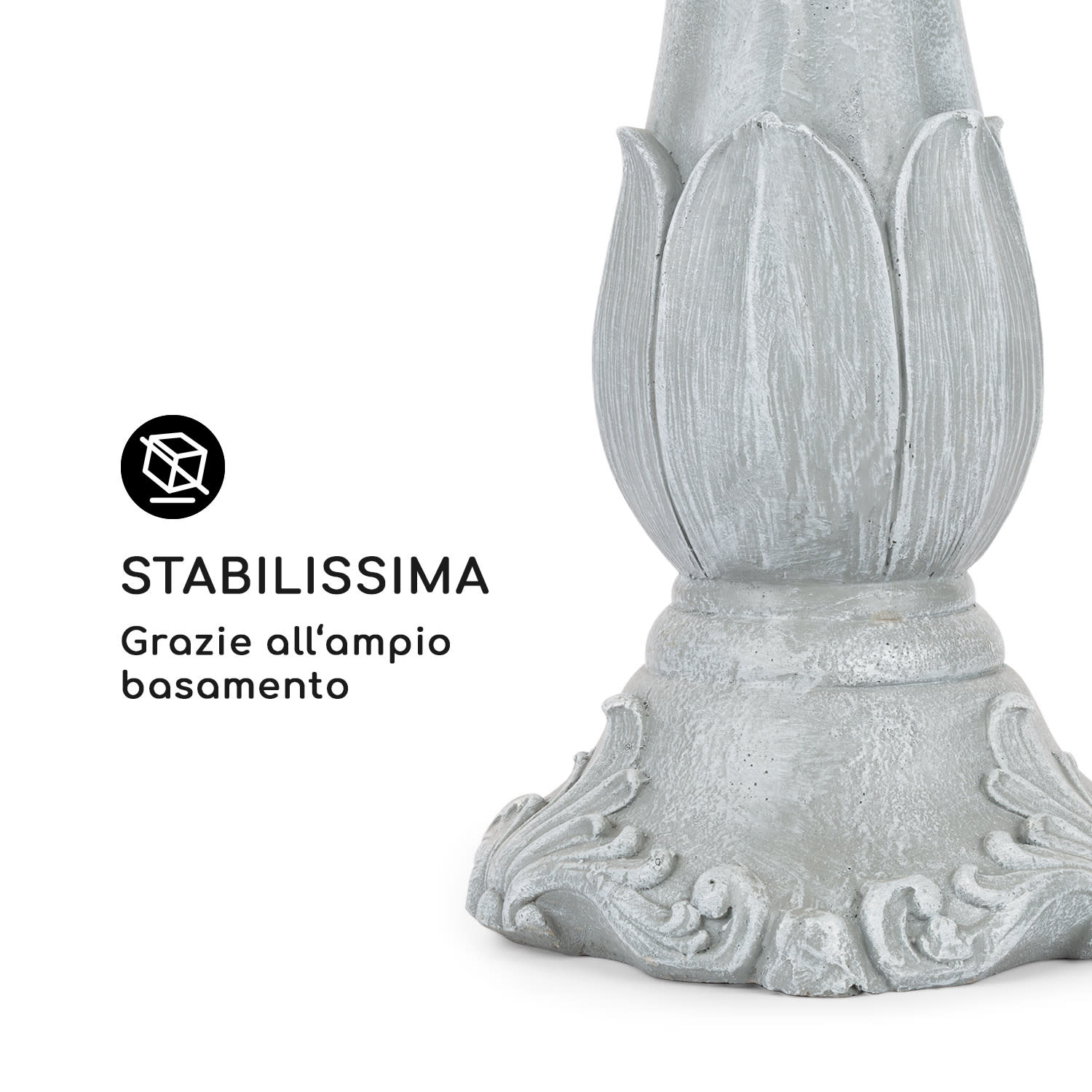 Floreal Fontana da Giardino in Poliresina 6 W Design Romantico Effetto Metallico 