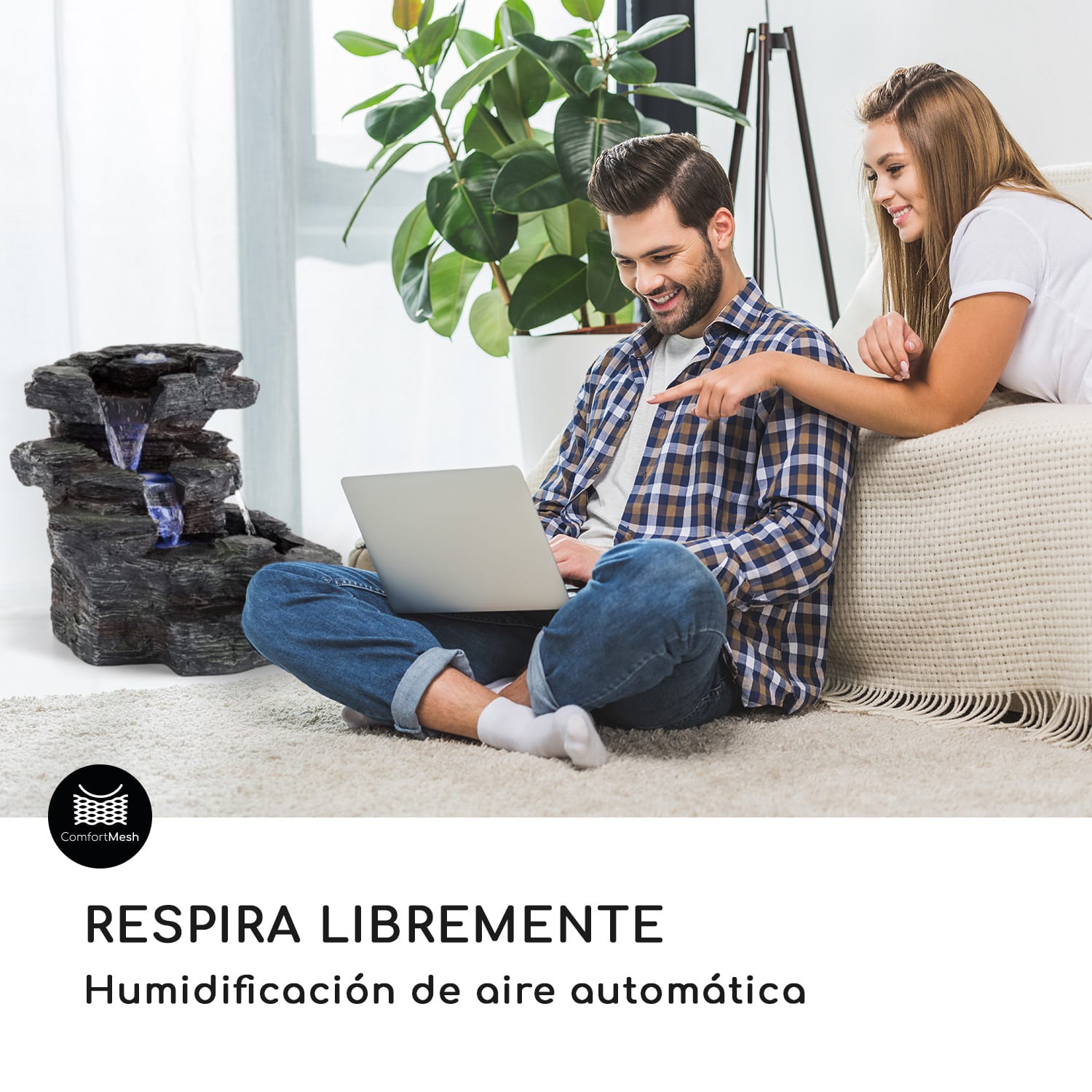Rochester Falls Fuente de jardín IPX8 6 W Poliresina 3 LEDs Aspecto de piedra 