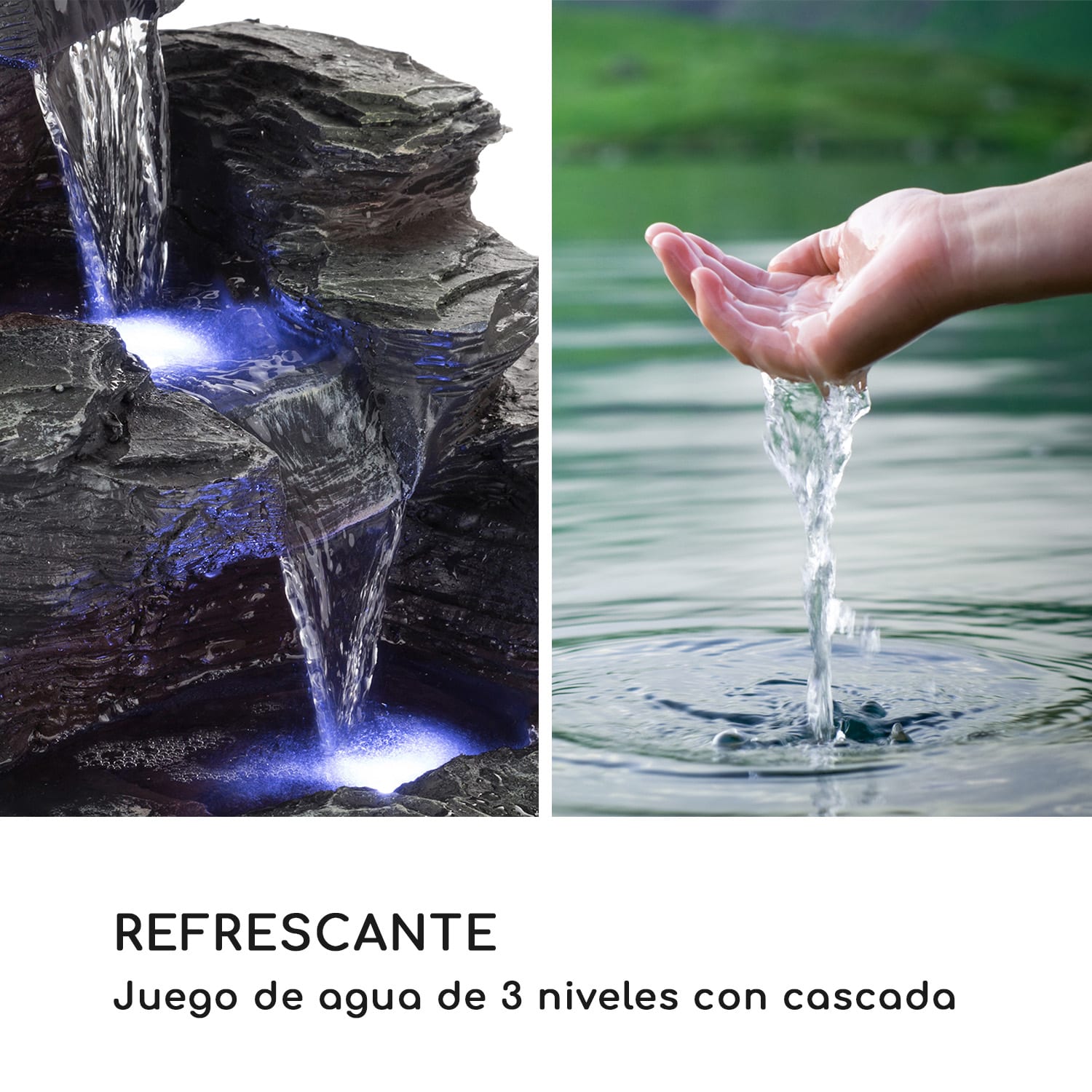 Rochester Falls Fuente de jardín IPX8 6 W Poliresina 3 LEDs Aspecto de piedra 