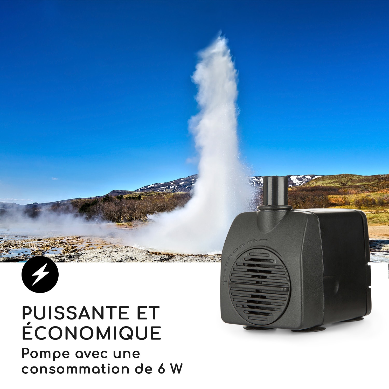 Rochester Falls Fontaine de jardin IPX8 Pompe 6W 3x LED aspect pierre 