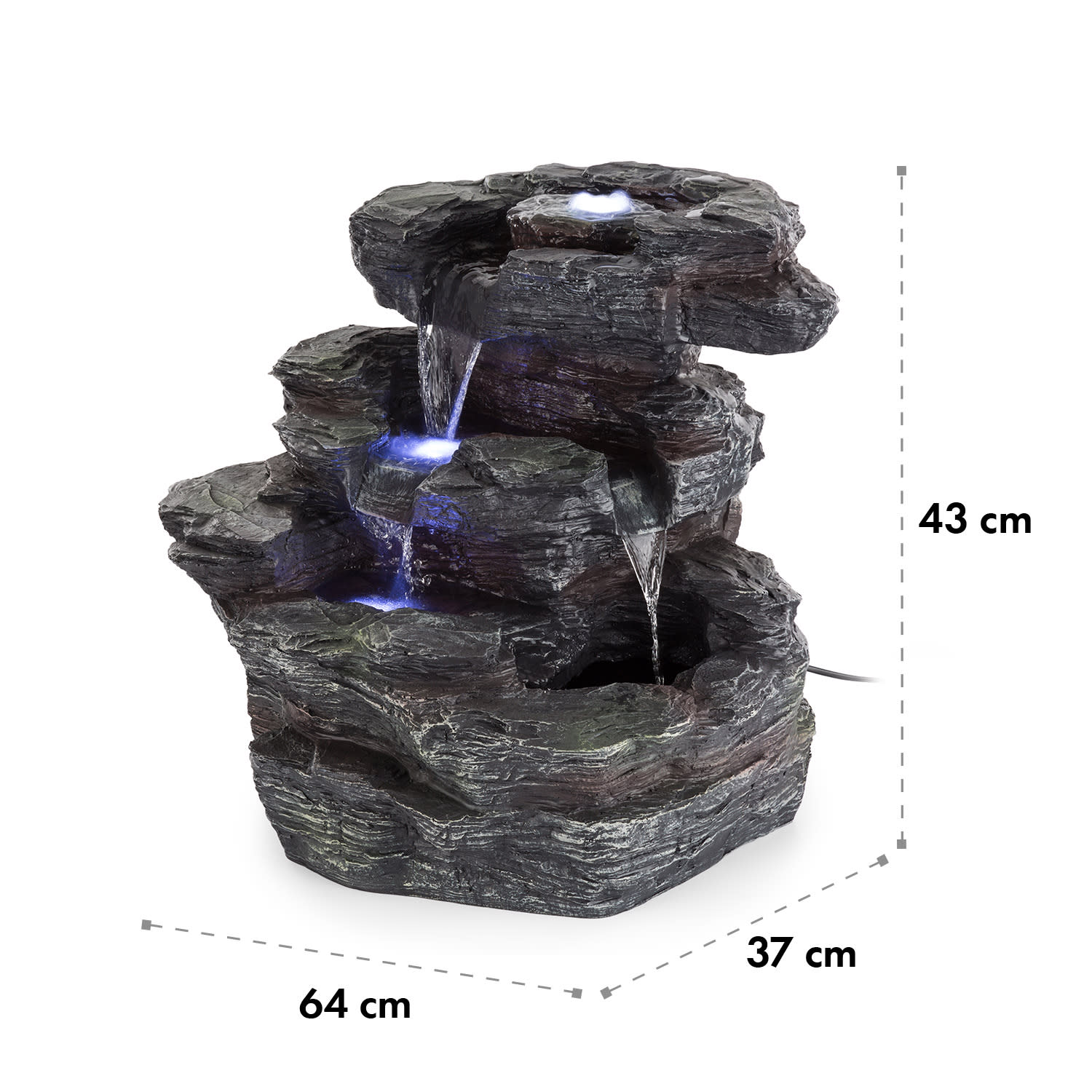 Rochester Falls, fontanna ogrodowa, IPX8, 6 W, poliresin, 3 LED diody, kamienny wygląd 
