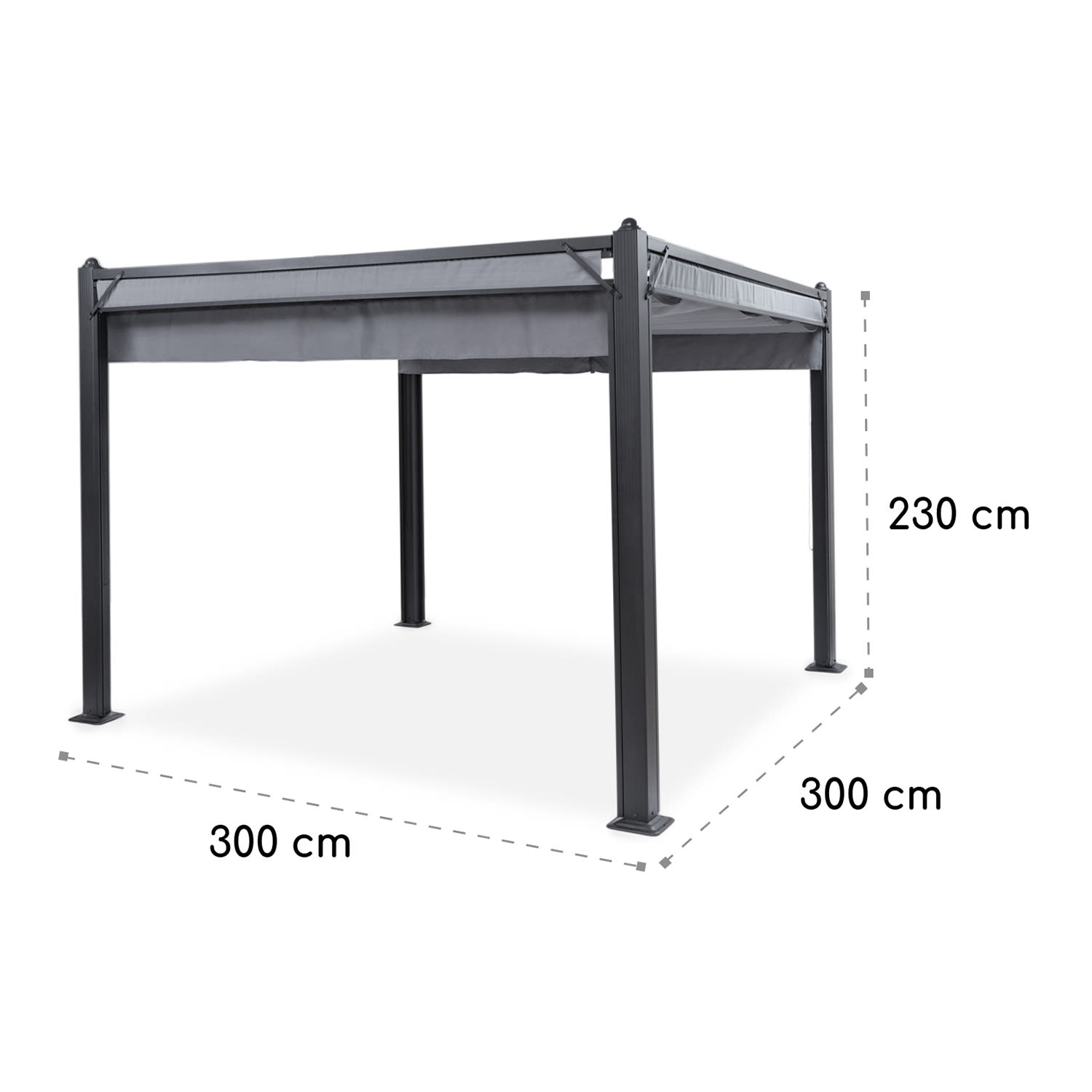 Pantheon Cortina, altana ogrodowa, zadaszenie, pawilon, 3 x 3 m, 4 rolety 3 x 3 m | Antracyt | Ciemnoszary