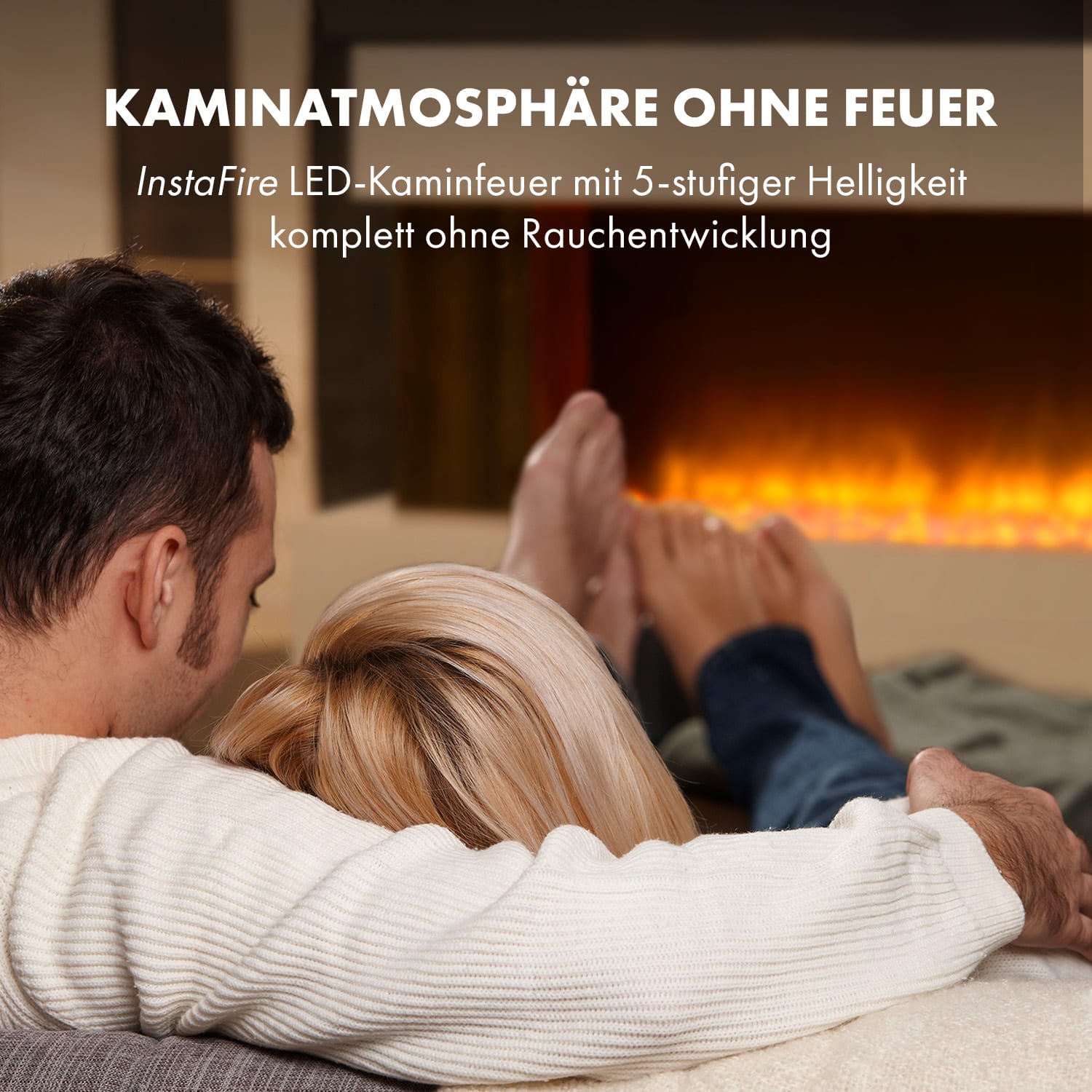 Albertville Elektrischer Kamin 1000/2000W InstaFire Fernbedienung weiß 