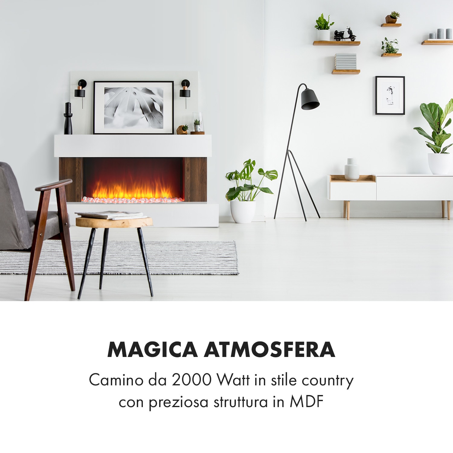 Albertville Camino elettrico 1000/2000W InstaFire telecomando bianco 
