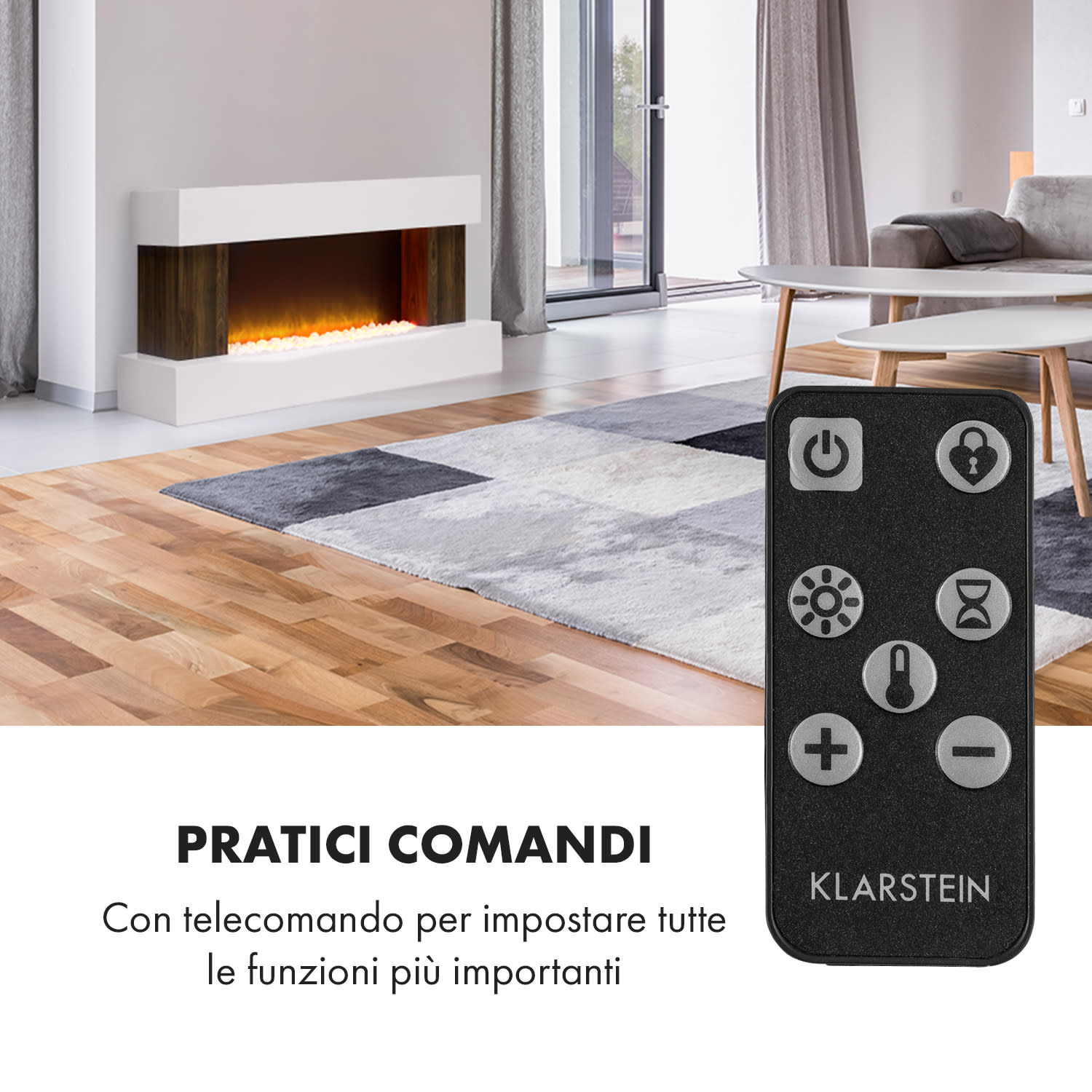 Albertville Camino elettrico 1000/2000W InstaFire telecomando bianco 