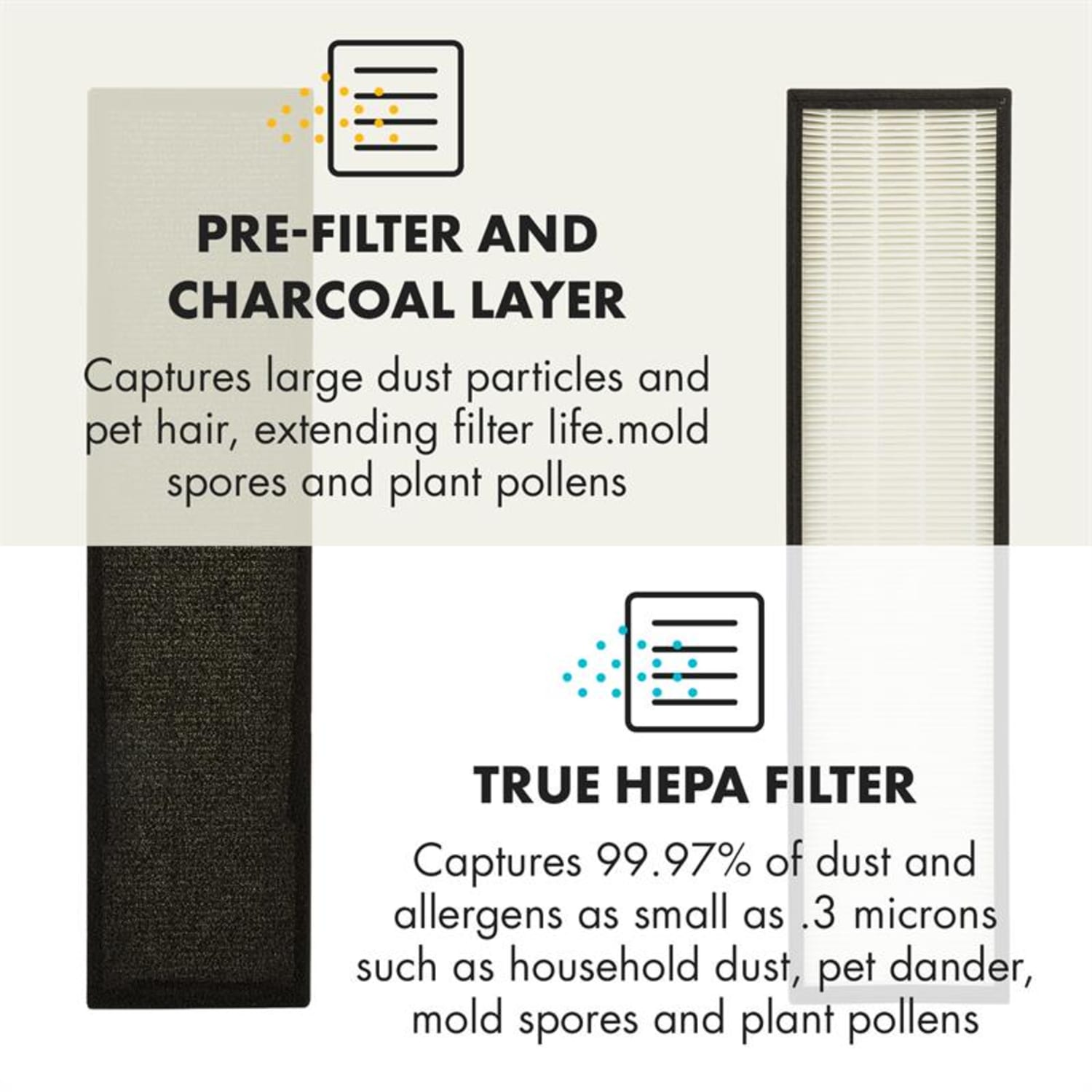 Filtro de recambio Pieza de recambio para purificador de aire Valbella & Piemont 12x49x4cm 