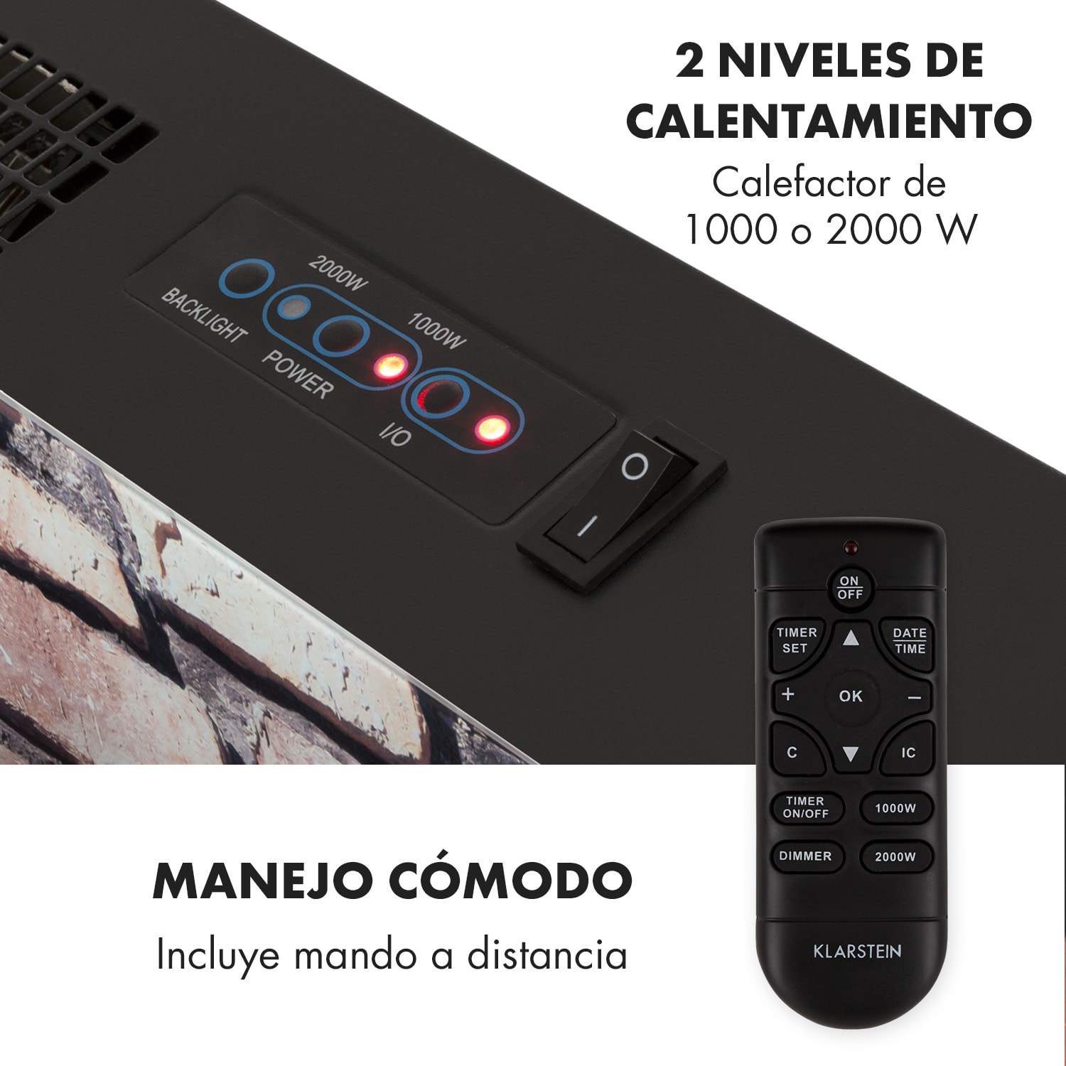 Chimenea eléctrica Colmar Cristal 2000W 7 colores Led Mando a distancia 
